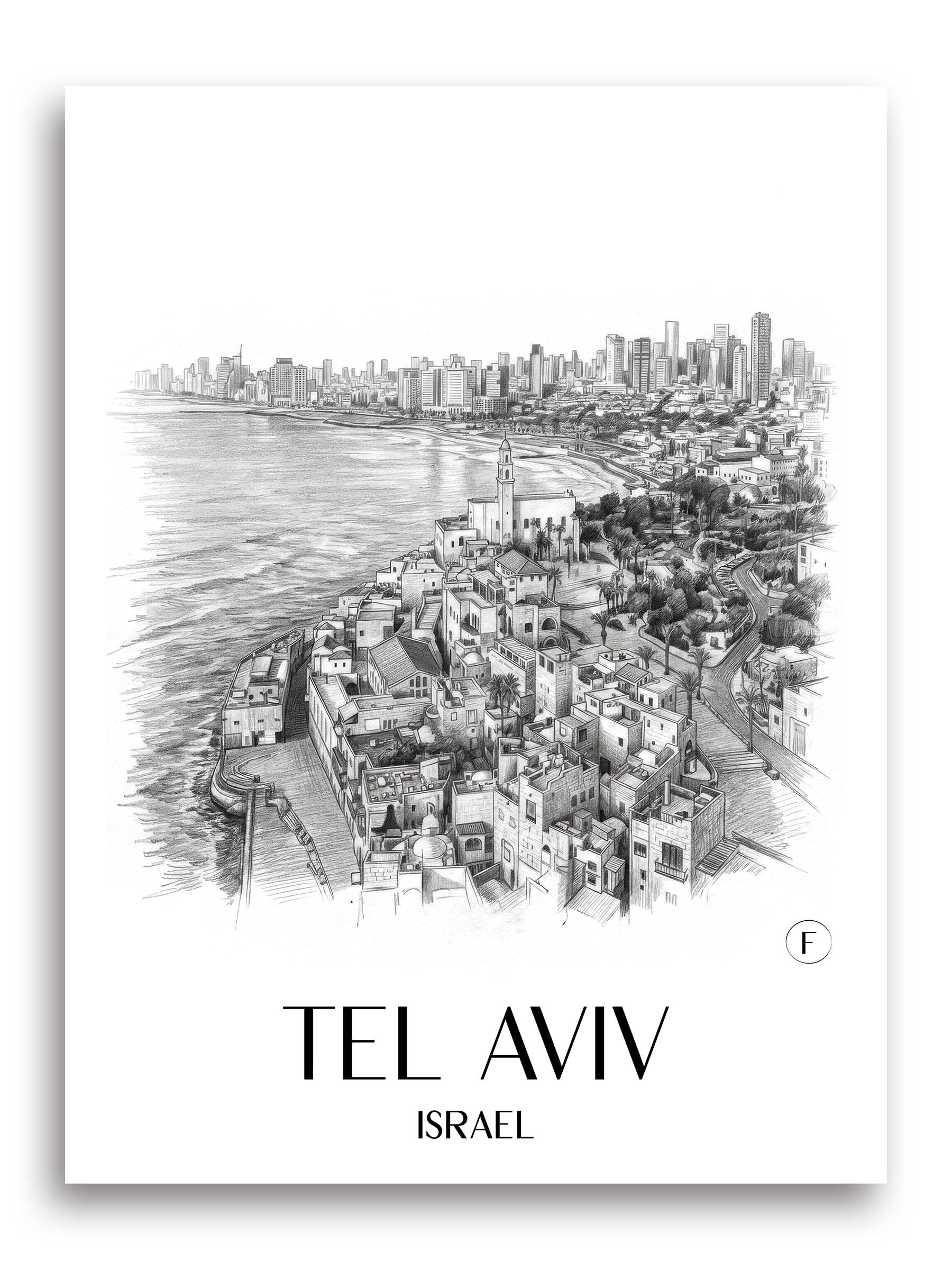 tel-aviv-israel-poster-bleistift-zeichnung-drawing