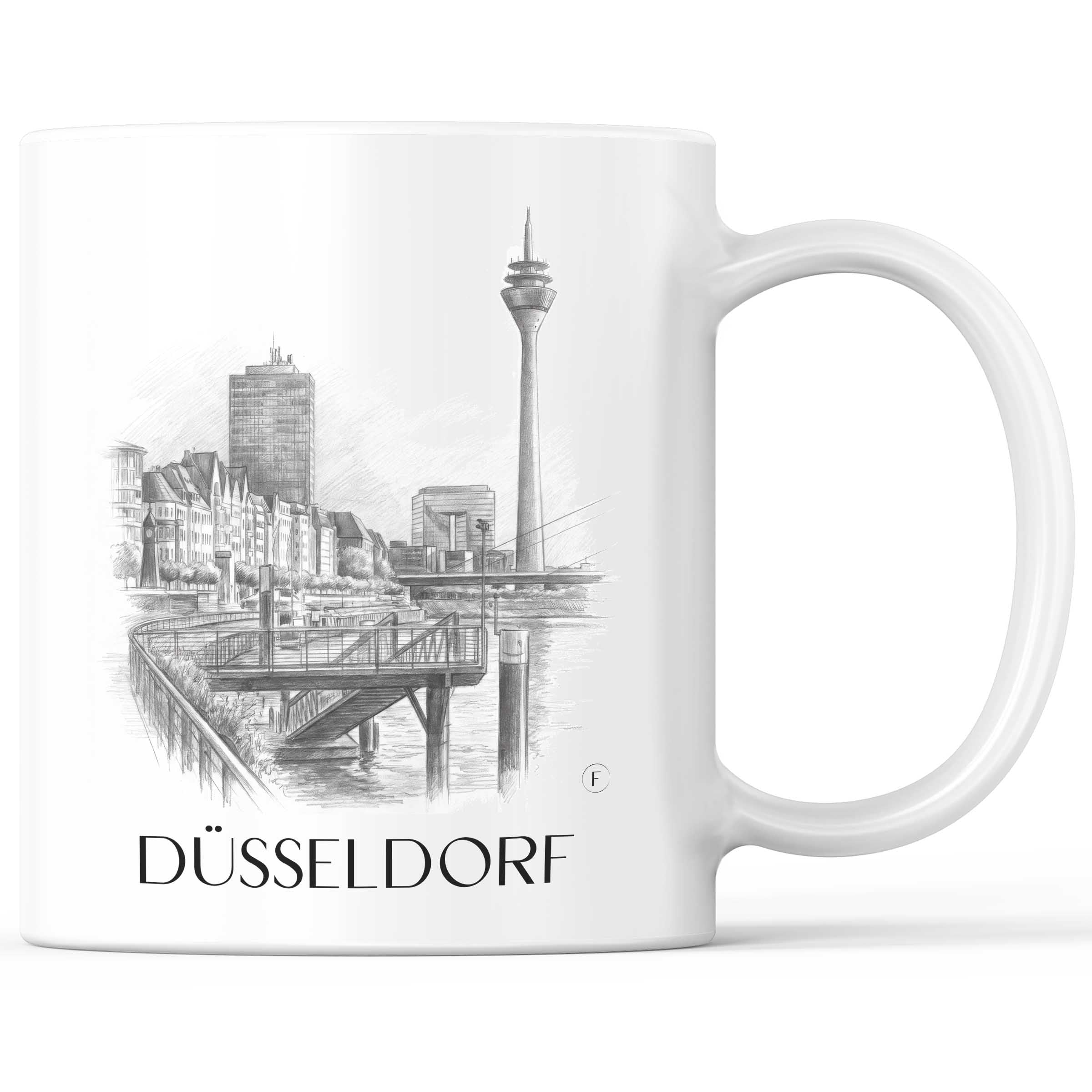 Düsseldorf - Deutschland Becher - Kaffeetasse im Zeichnung Stil