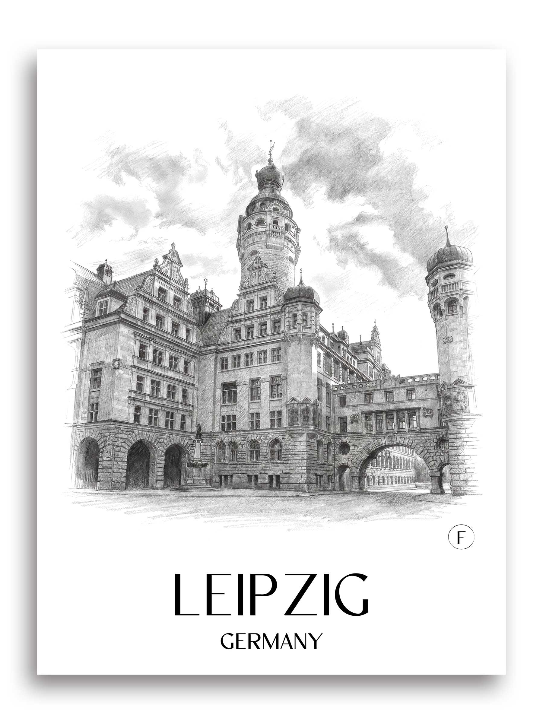 Leipzig Poster - - Deutschland Kunstdruck - Zeichnung von A4 bis A1