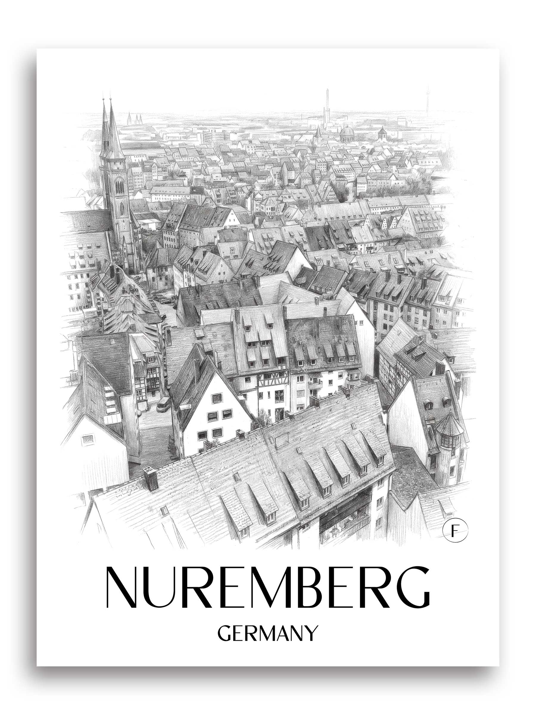 Nürnberg Poster - - Deutschland Kunstdruck - Zeichnung von A4 bis A1