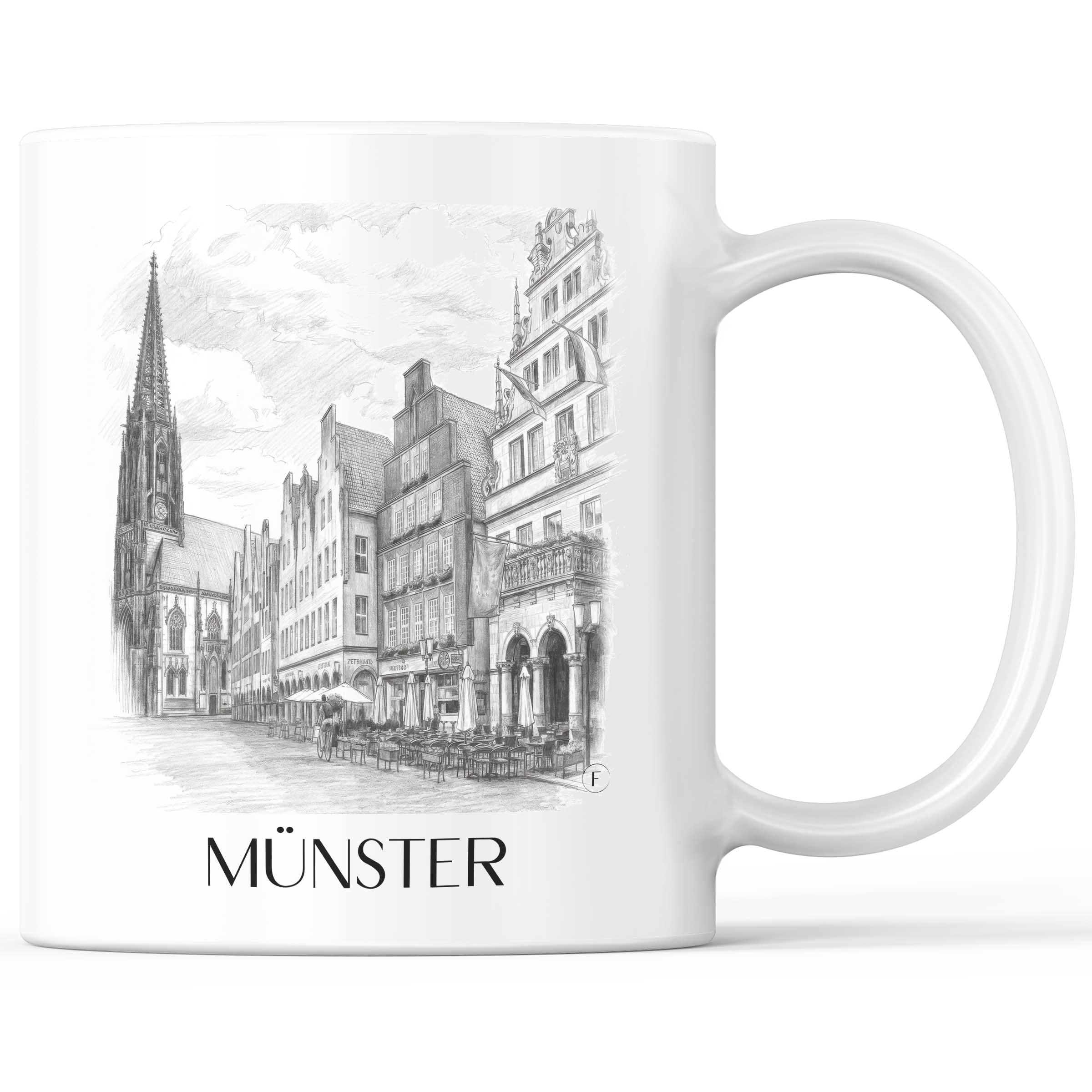 Münster - Deutschland Becher - Kaffeetasse im Zeichnung Stil