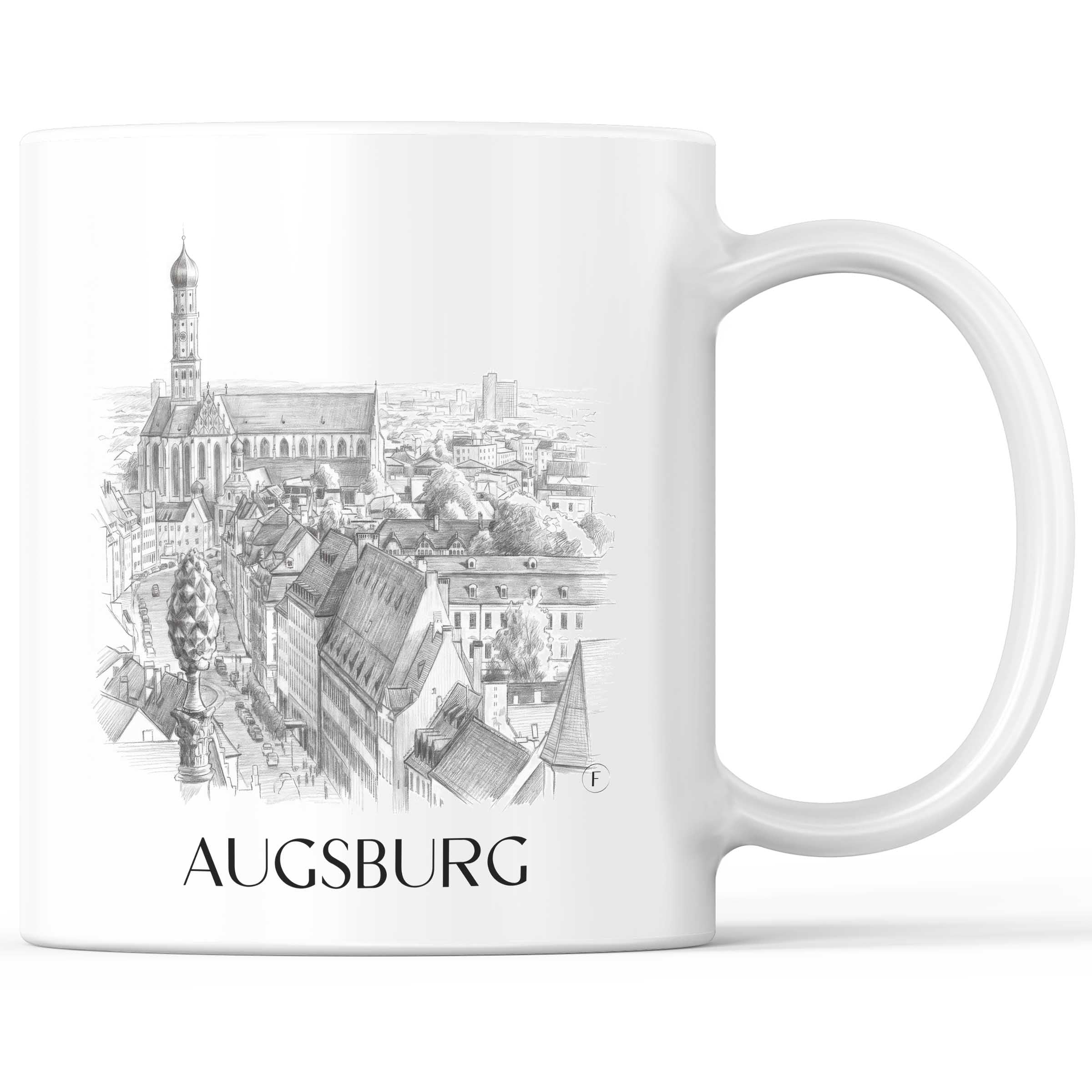 Augsburg - Deutschland Becher - Kaffeetasse im Zeichnung Stil
