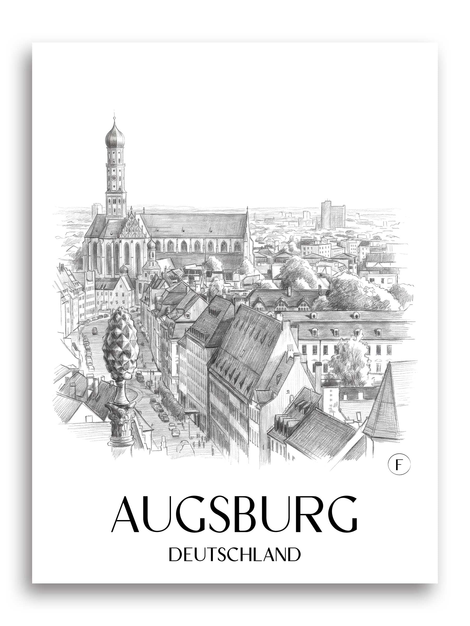 augsburg-deutschland-poster-bleistift-zeichnung-drawing
