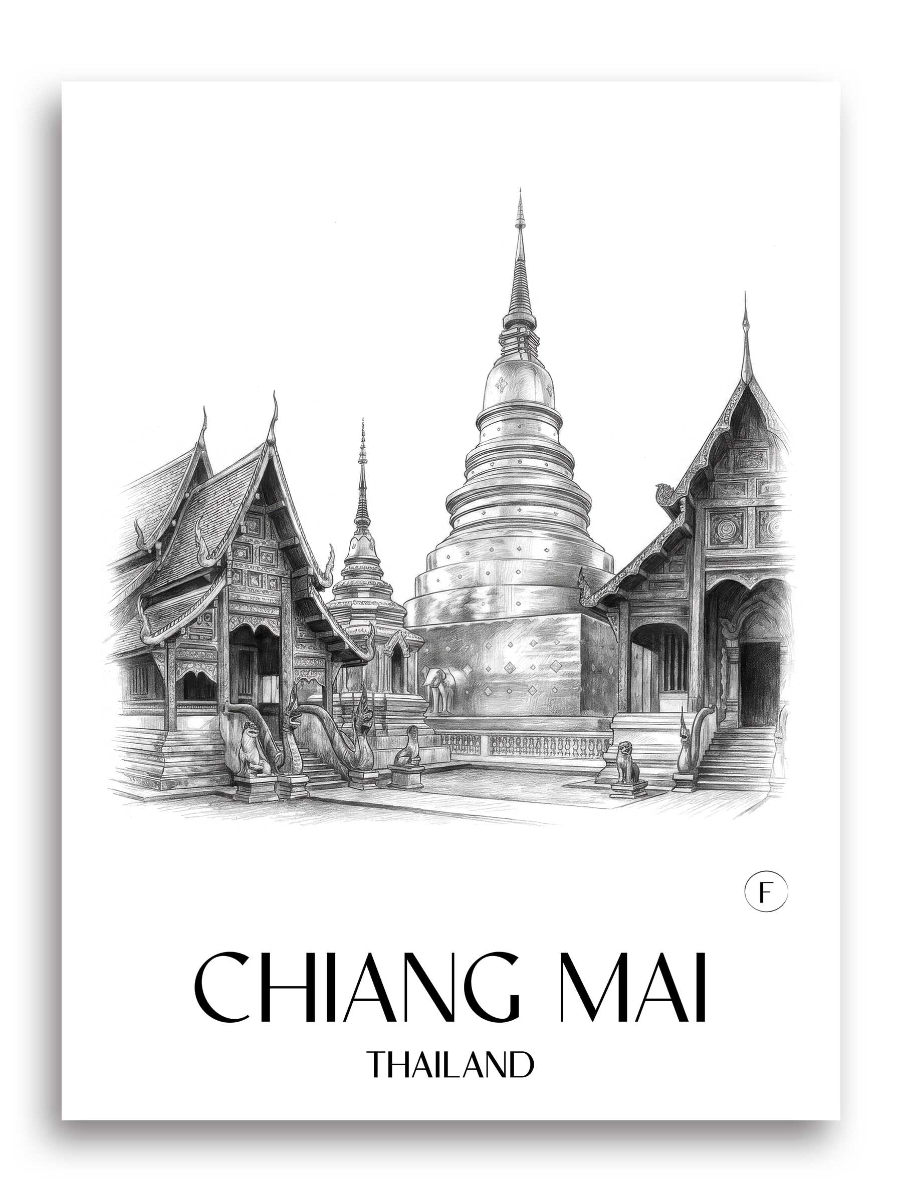 Chiang Mai Poster - - Thailand Kunstdruck - Zeichnung von A4 bis A1