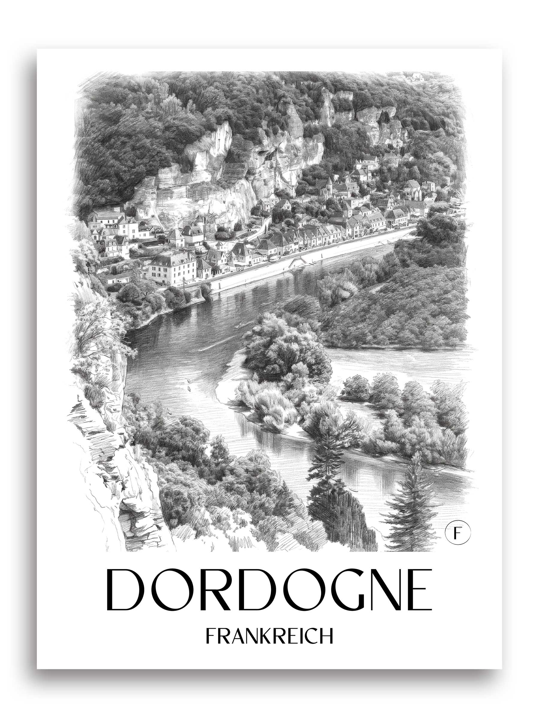 dordogne-frankreich-poster-bleistift-zeichnung-drawing