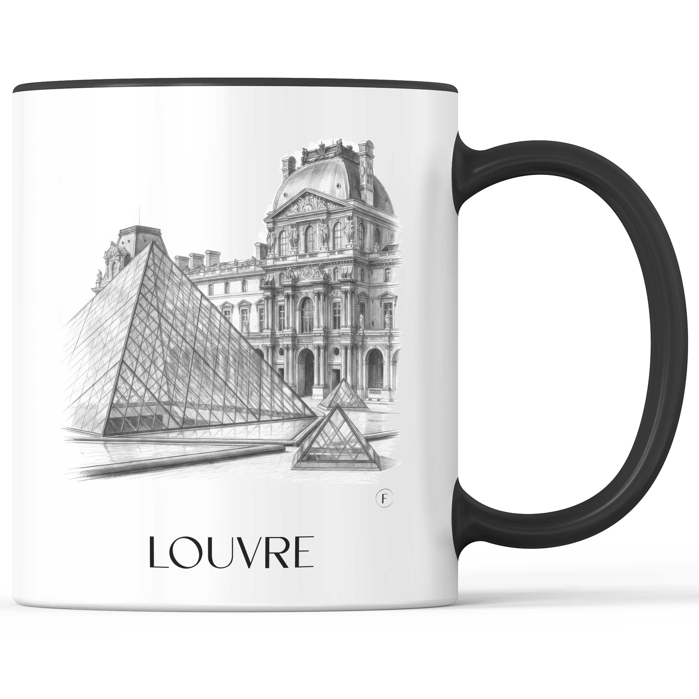 louvre-paris-frankreich-kaffeebecher-bleistift-zeichnung-drawing