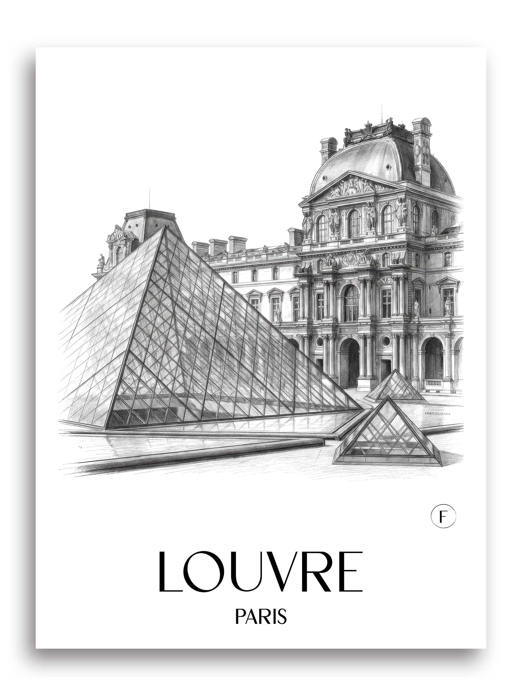 Louvre Poster - Paris - Frankreich Kunstdruck - Zeichnung von A4 bis A1