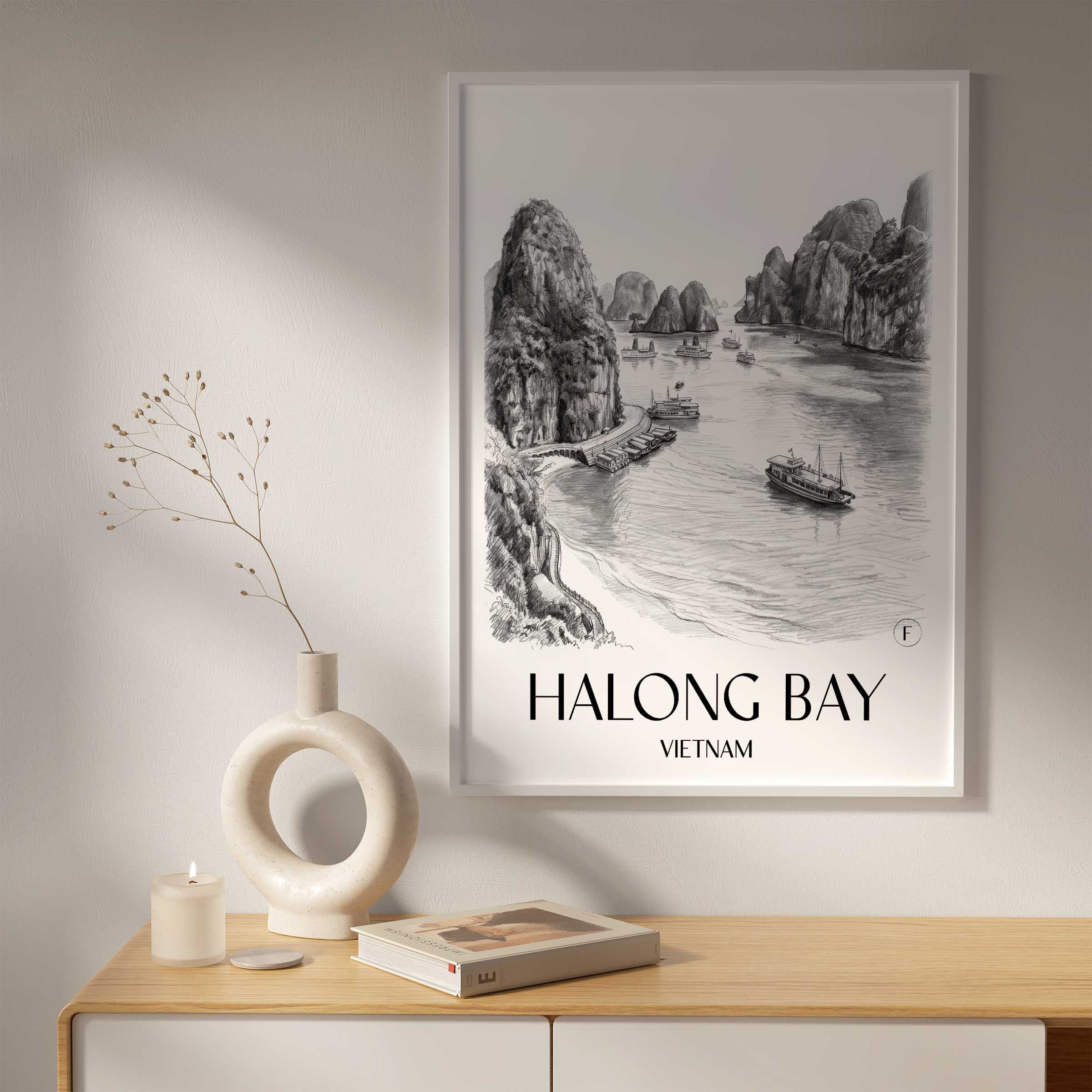 halong-bay-vietnam-poster-bleistift-zeichnung-drawing
