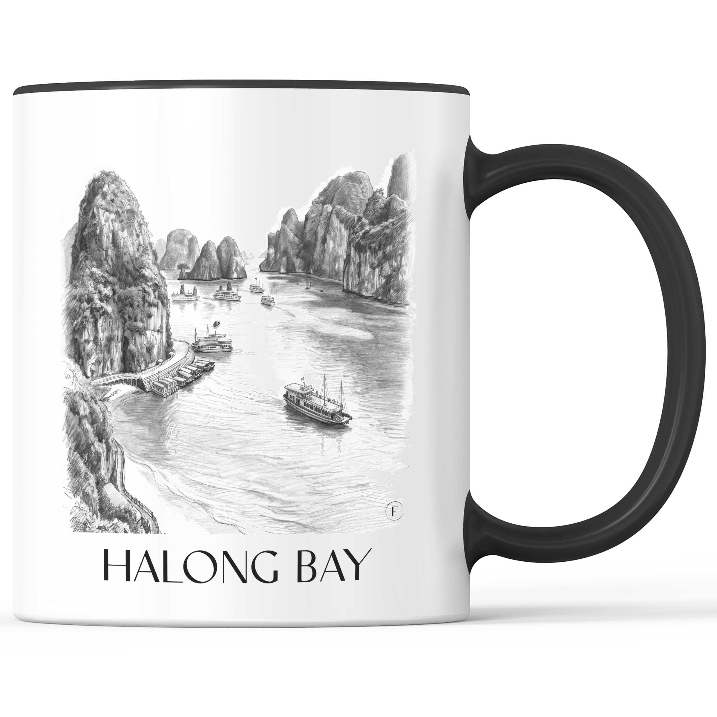 Halong Bay - Vietnam Becher - Kaffeetasse im Zeichnung Stil