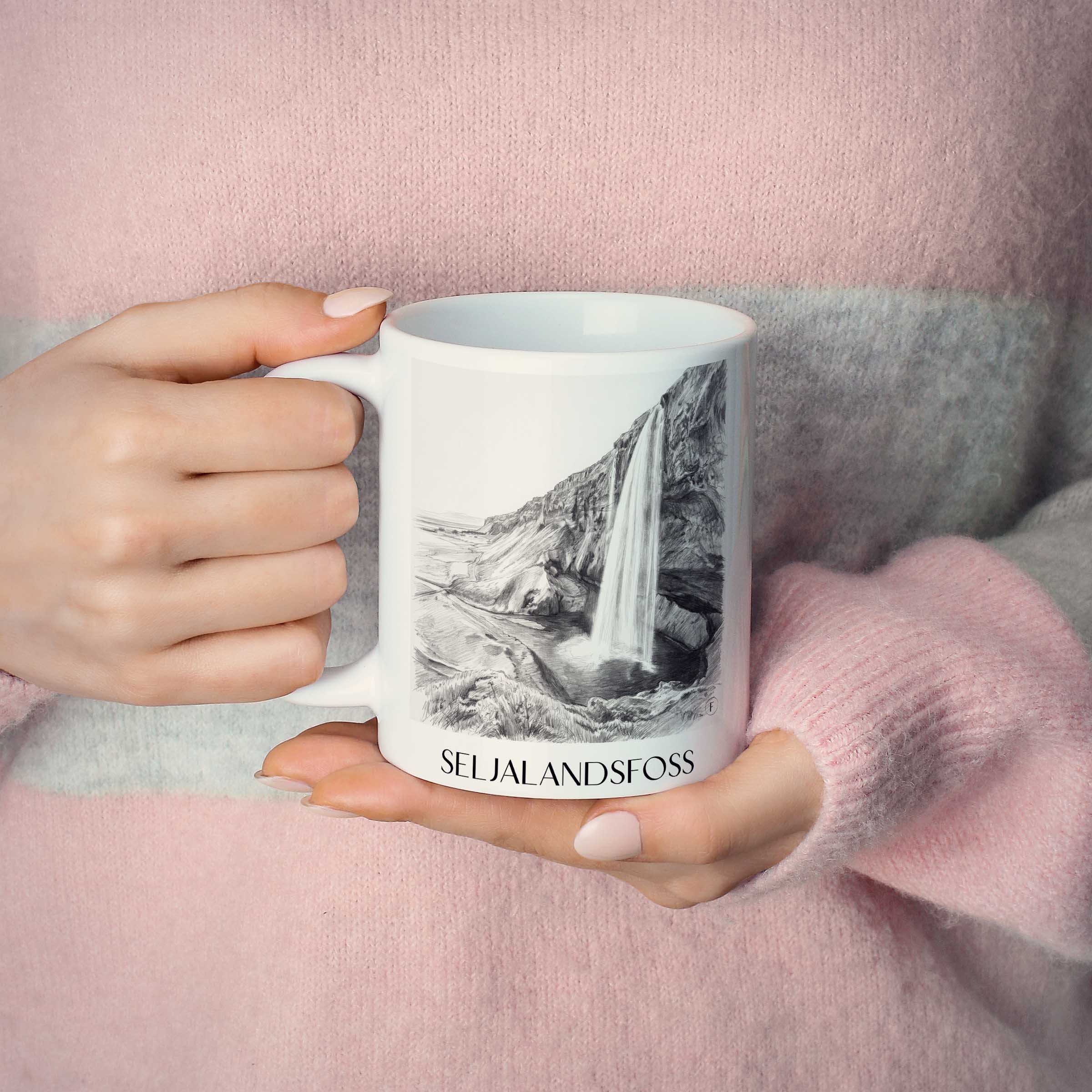 seljalandsfoss-island-kaffeebecher-bleistift-zeichnung-drawing