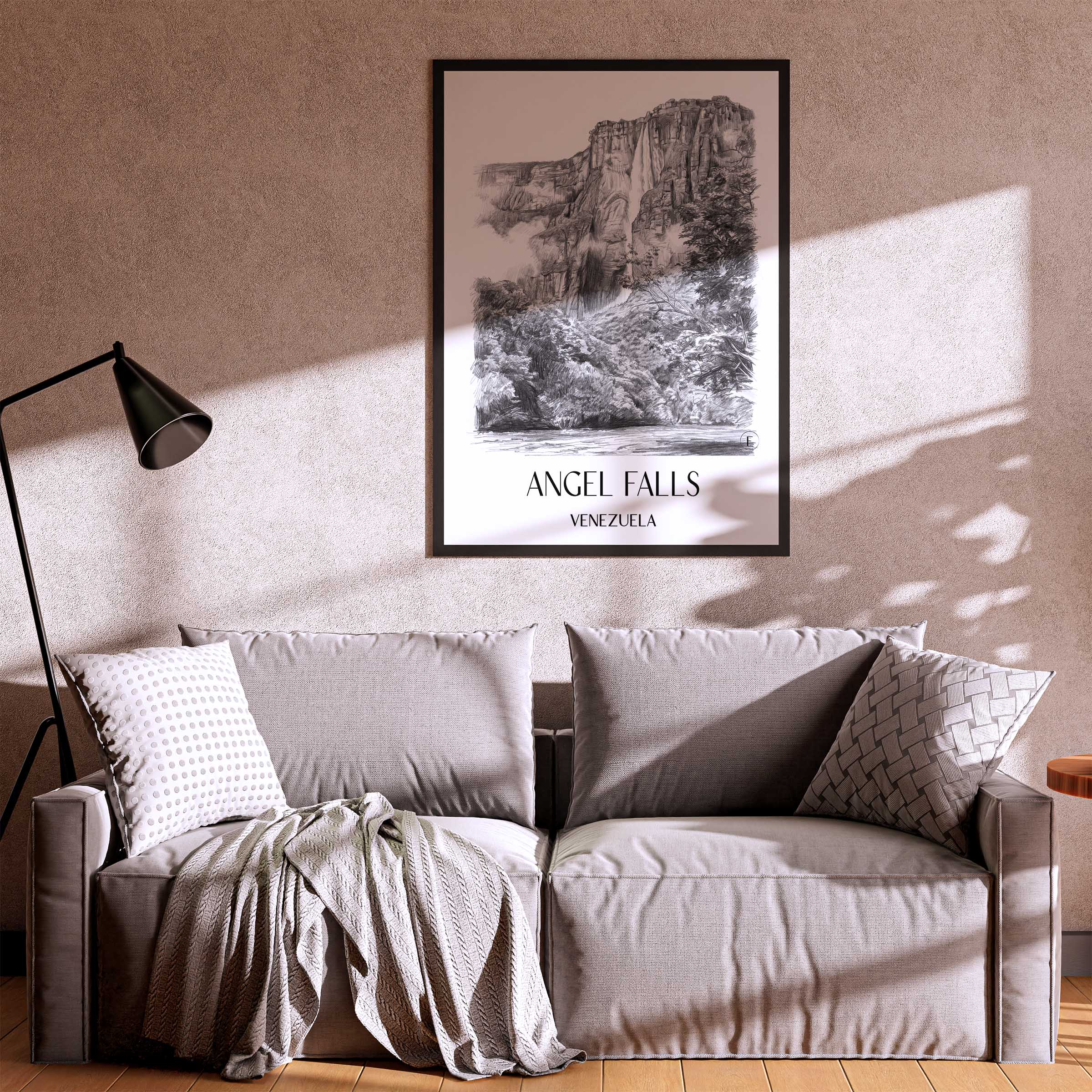 angel-falls-venezuela-poster-bleistift-zeichnung-drawing