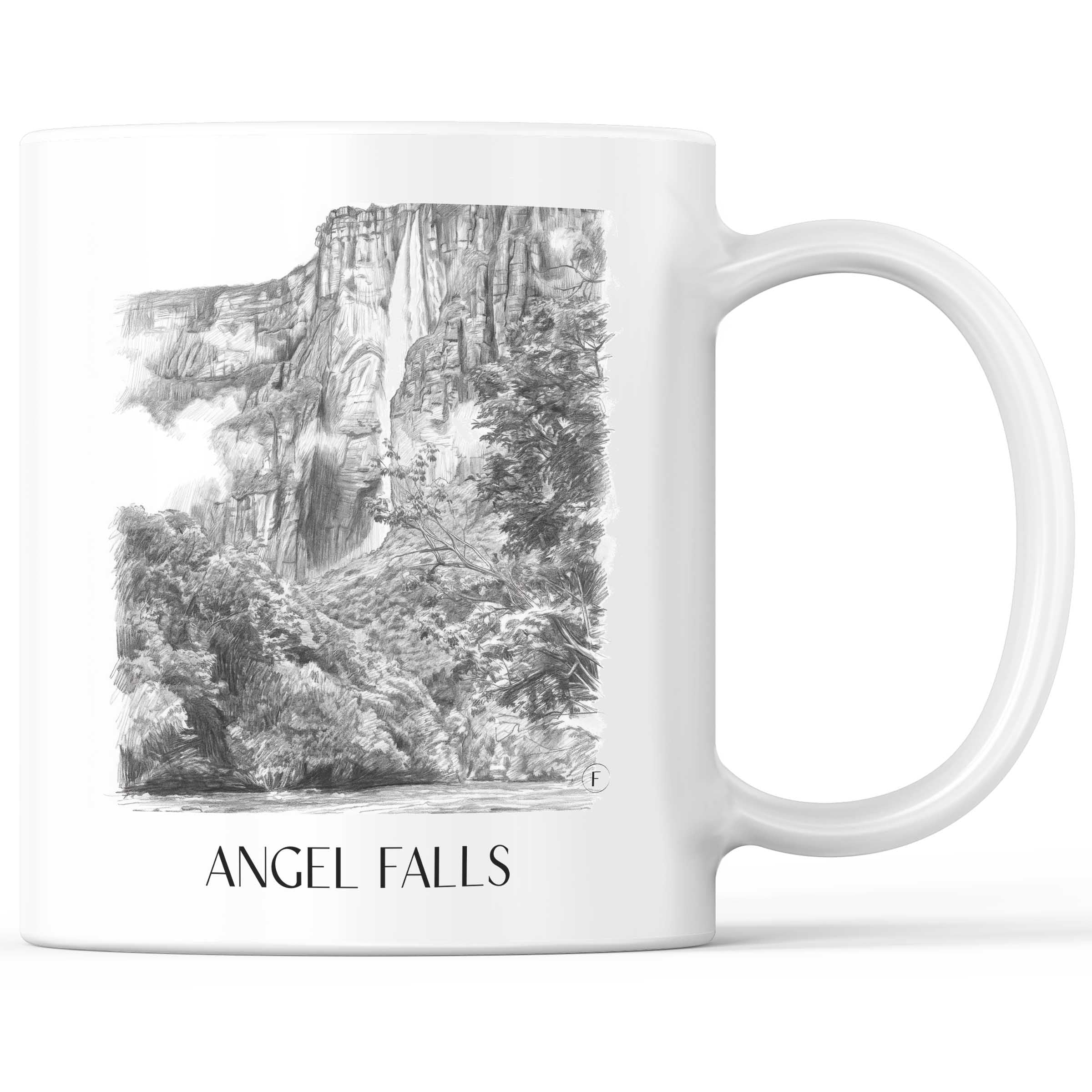 Angel Falls - Venezuela Becher - Kaffeetasse im Zeichnung Stil