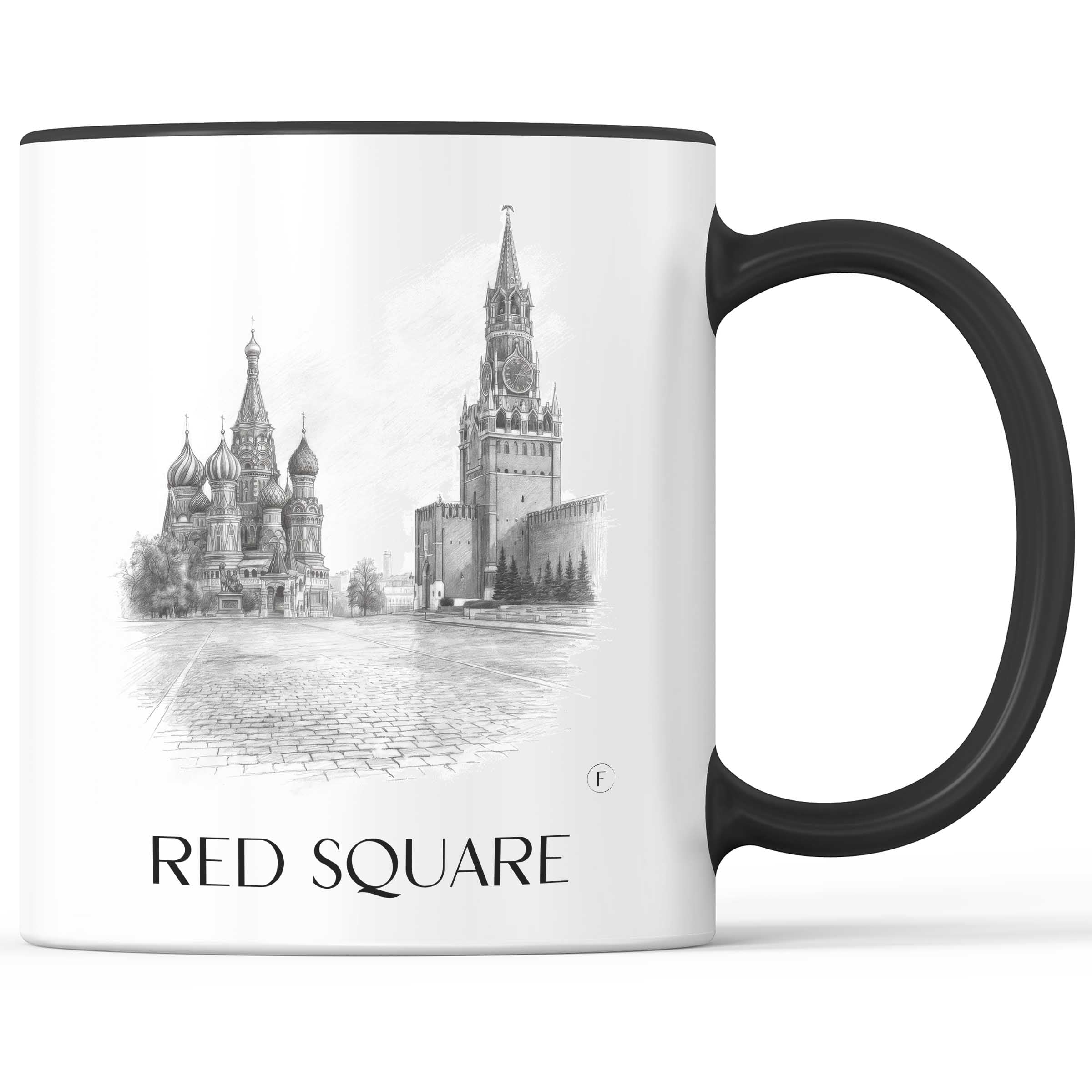 Roter Platz, Kremel - Russland Becher - Kaffeetasse im Zeichnung Stil