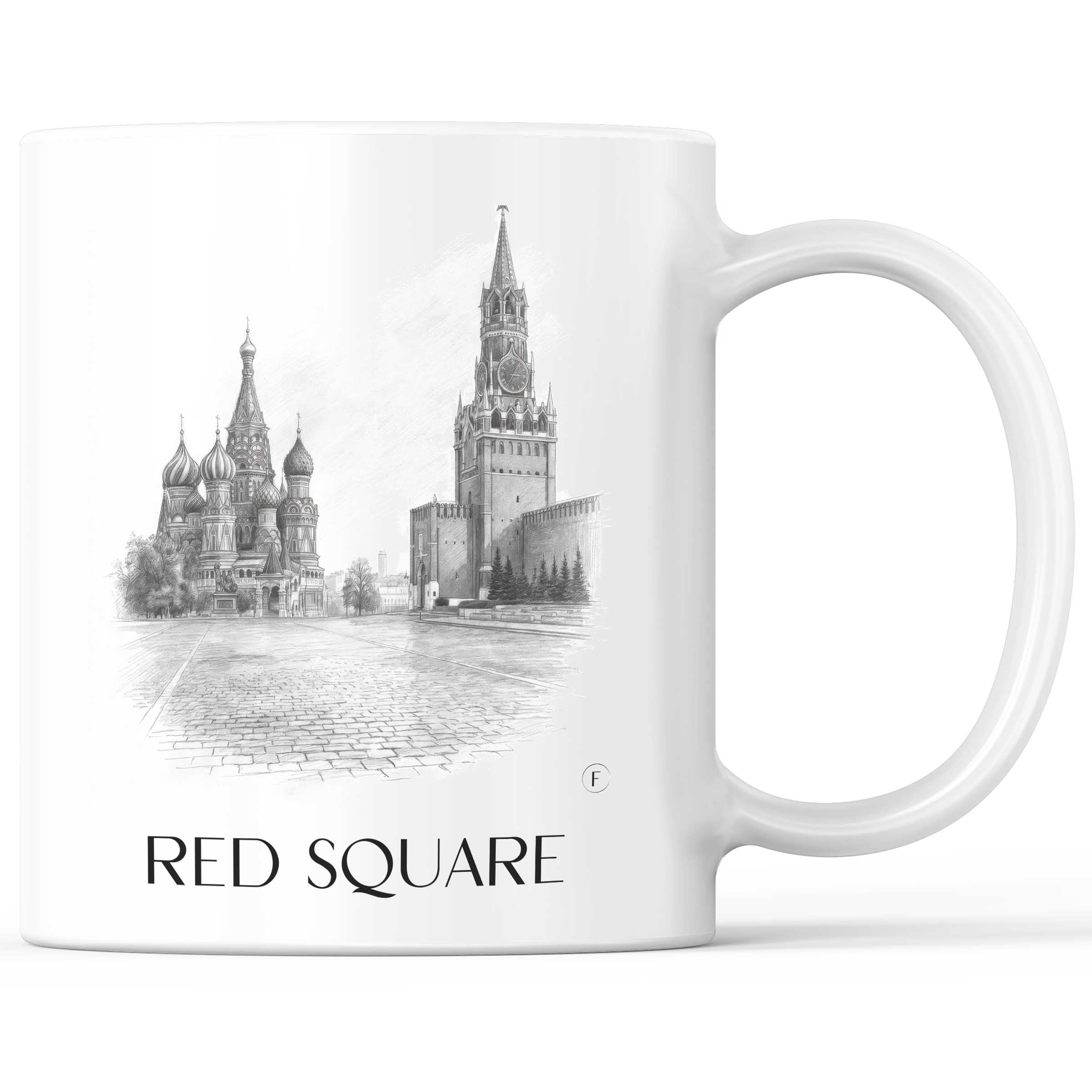 Roter Platz, Kremel - Russland Becher - Kaffeetasse im Zeichnung Stil