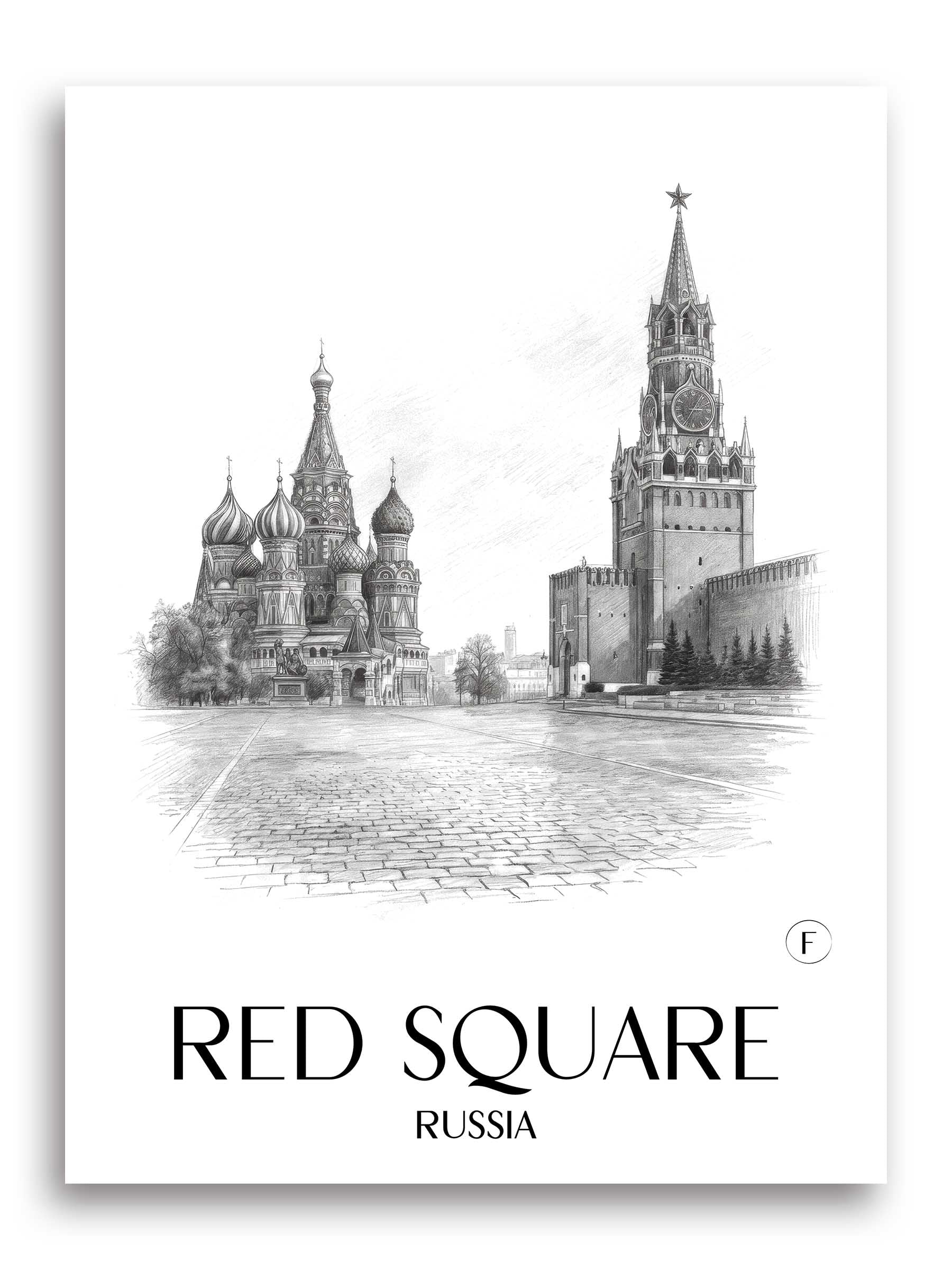 Roter Platz, Kremel Poster - - Russland Kunstdruck - Zeichnung von A4 bis A1