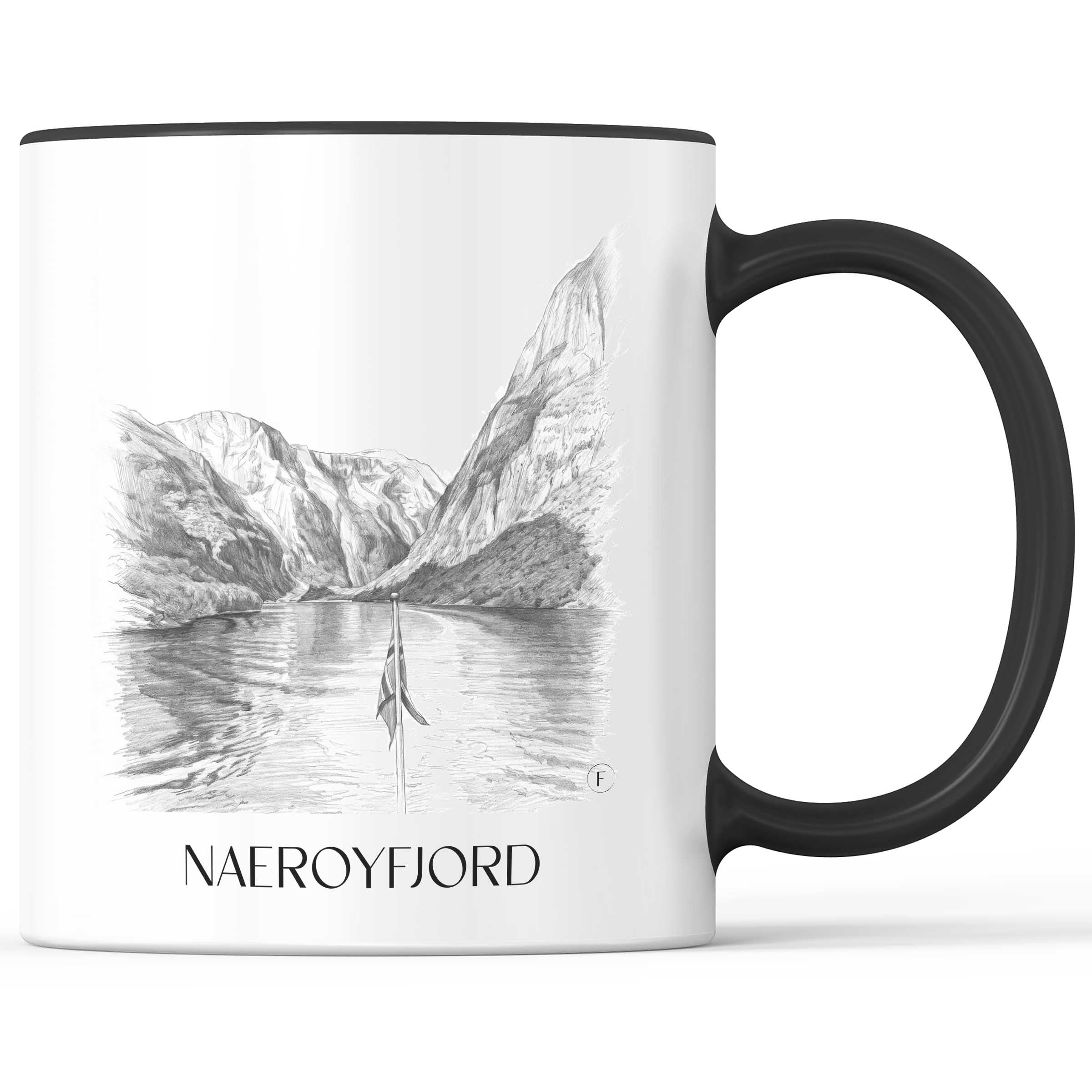 Naeroyfjord - Norwegen Becher - Kaffeetasse im Zeichnung Stil