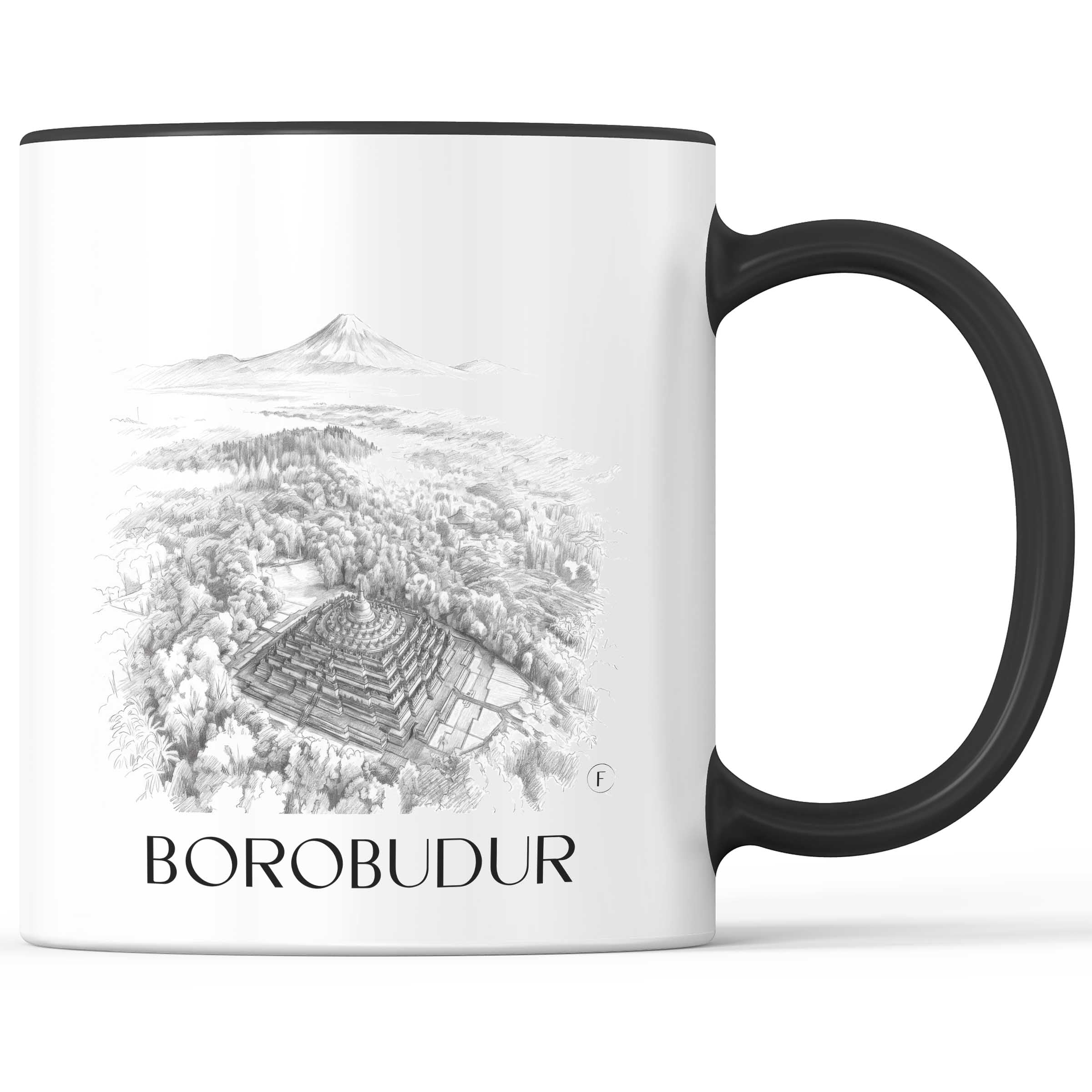 Borobodur - Indonesien Becher - Kaffeetasse im Zeichnung Stil