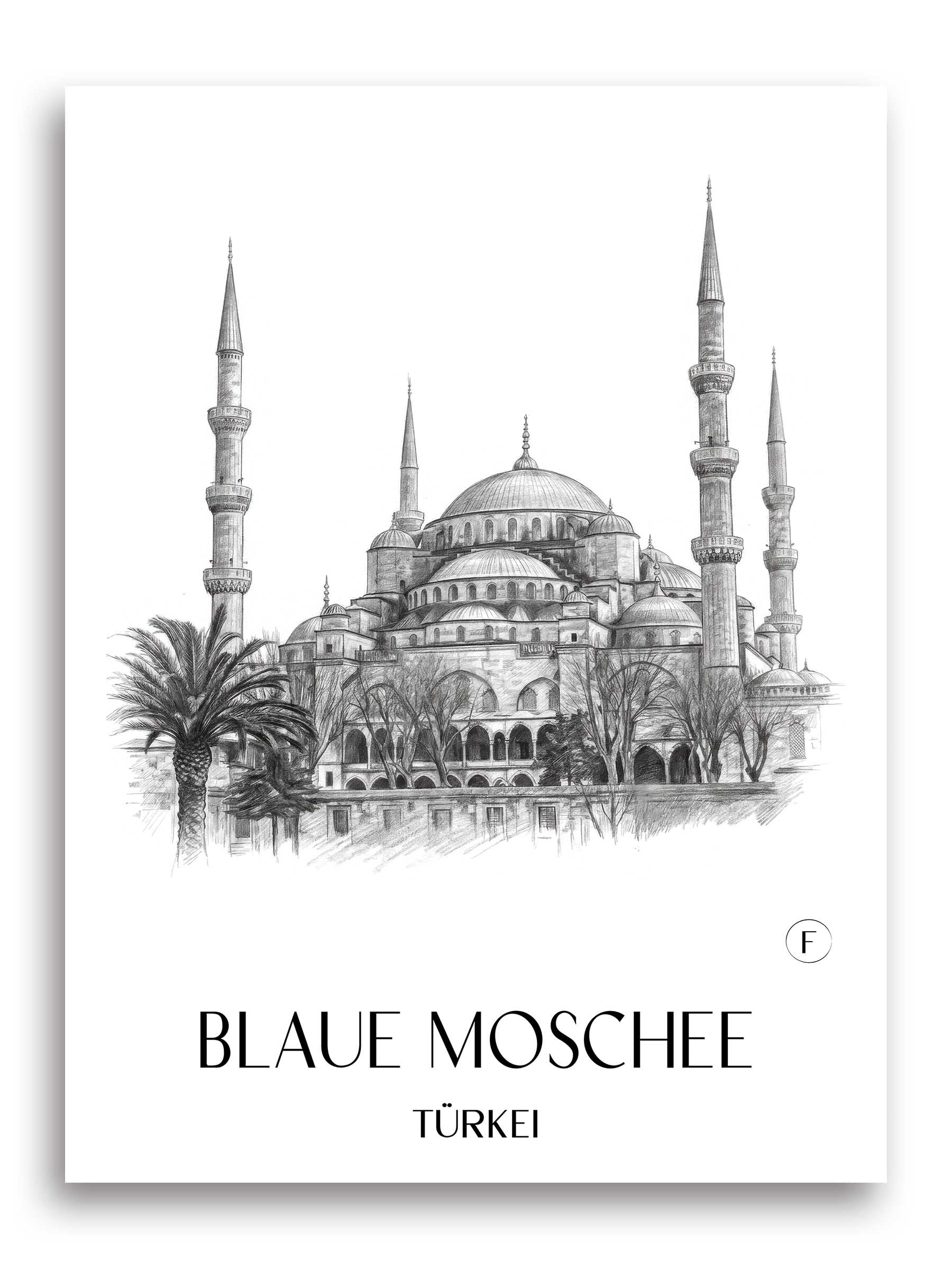 blaue-moschee-türkei-poster-bleistift-zeichnung-drawing