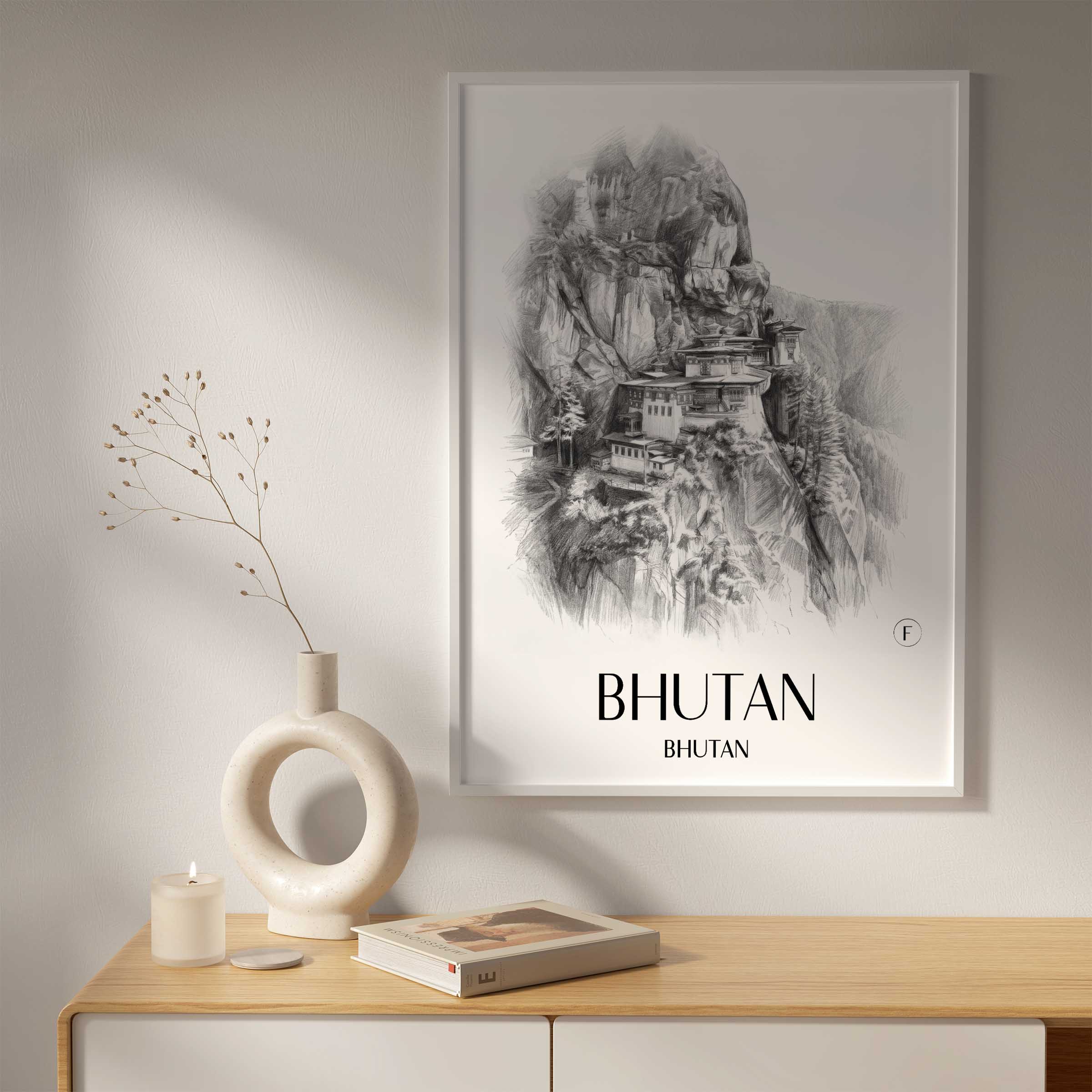 bhutan-bhutan-poster-bleistift-zeichnung-drawing