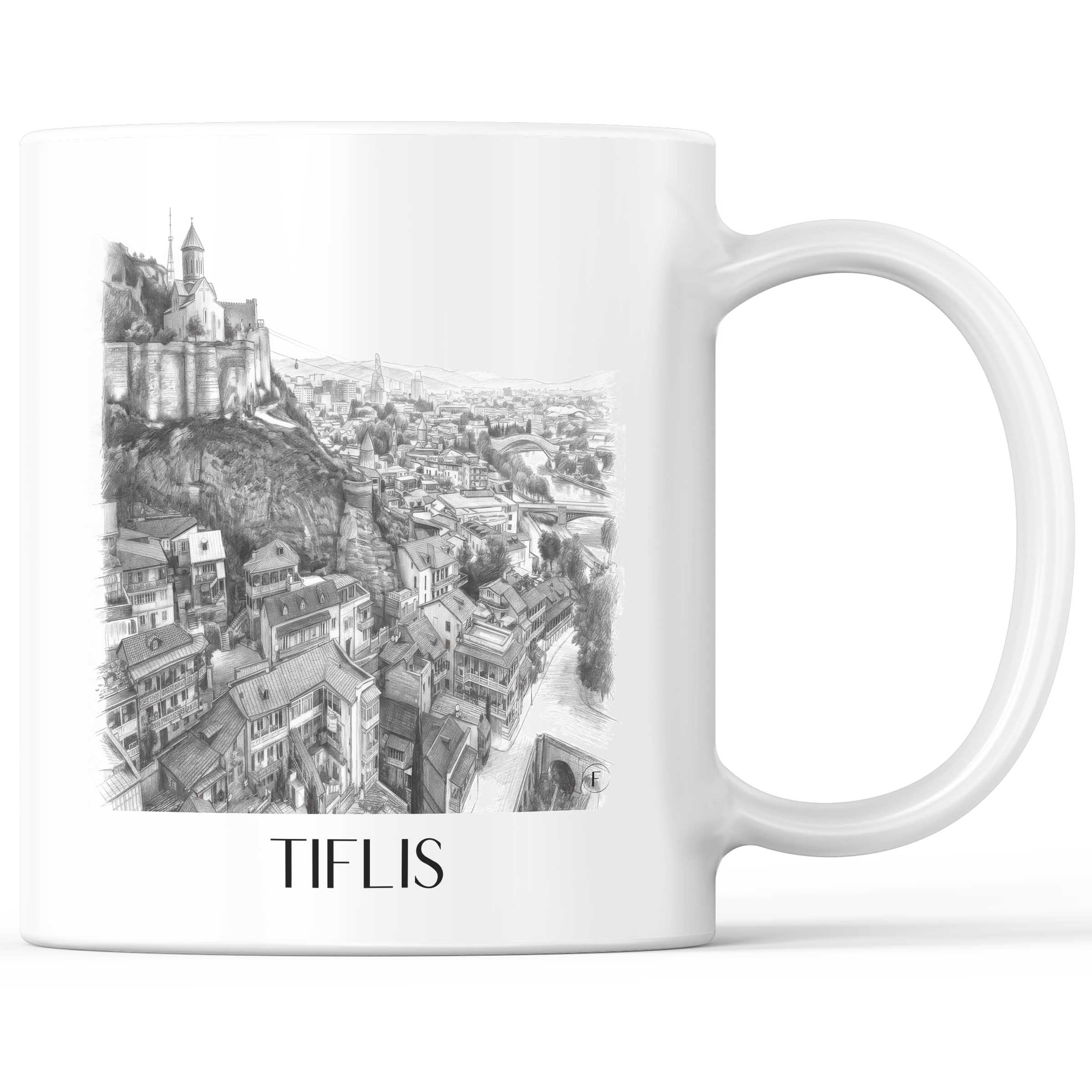 Tiflis - Georgien Becher - Kaffeetasse im Zeichnung Stil
