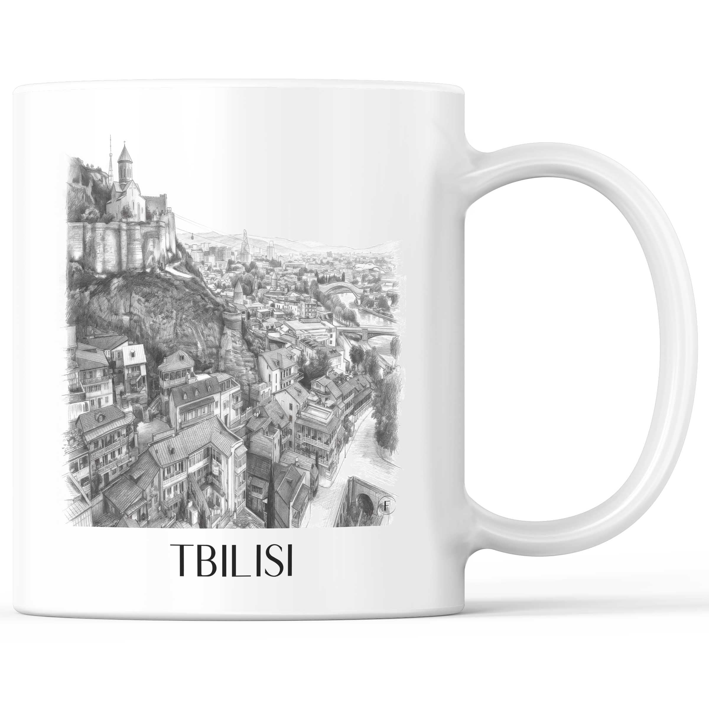 Tiflis - Georgien Becher - Kaffeetasse im Zeichnung Stil