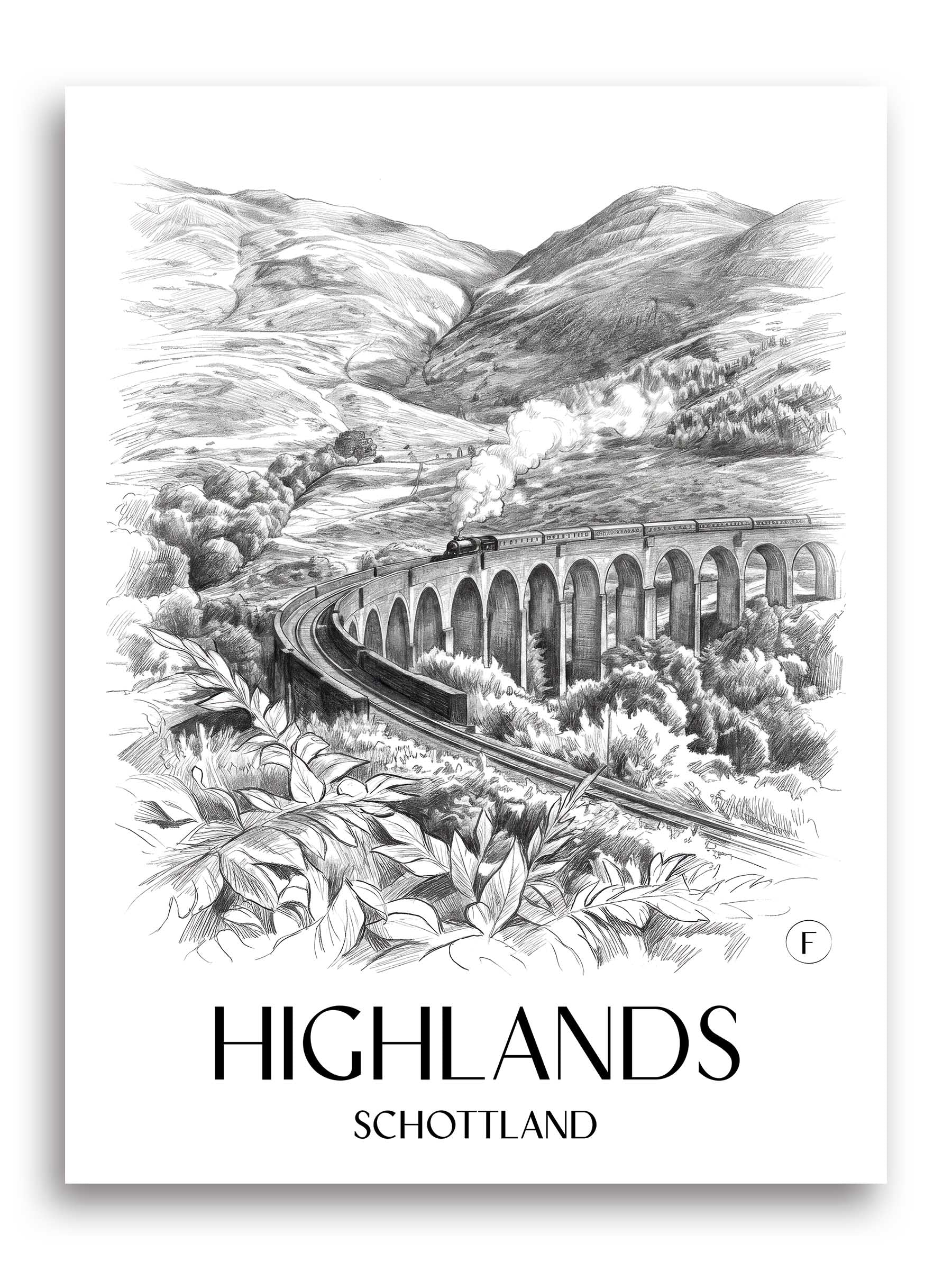 highlands-schottland-schottland-poster-bleistift-zeichnung-drawing