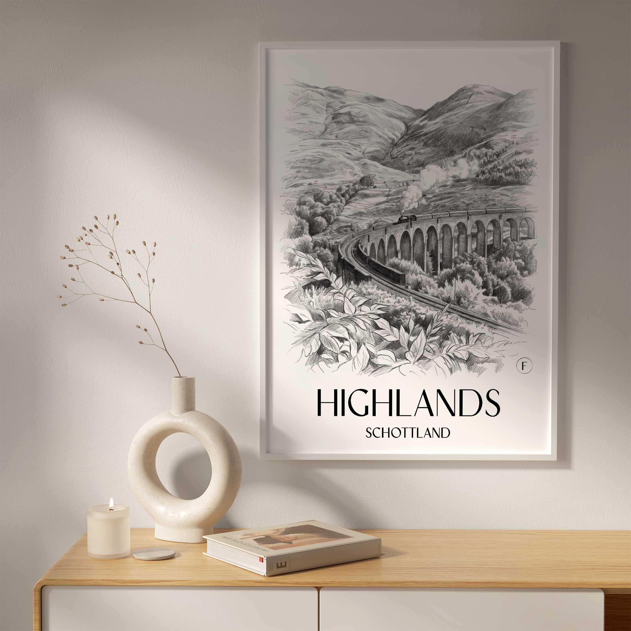 highlands-schottland-schottland-poster-bleistift-zeichnung-drawing