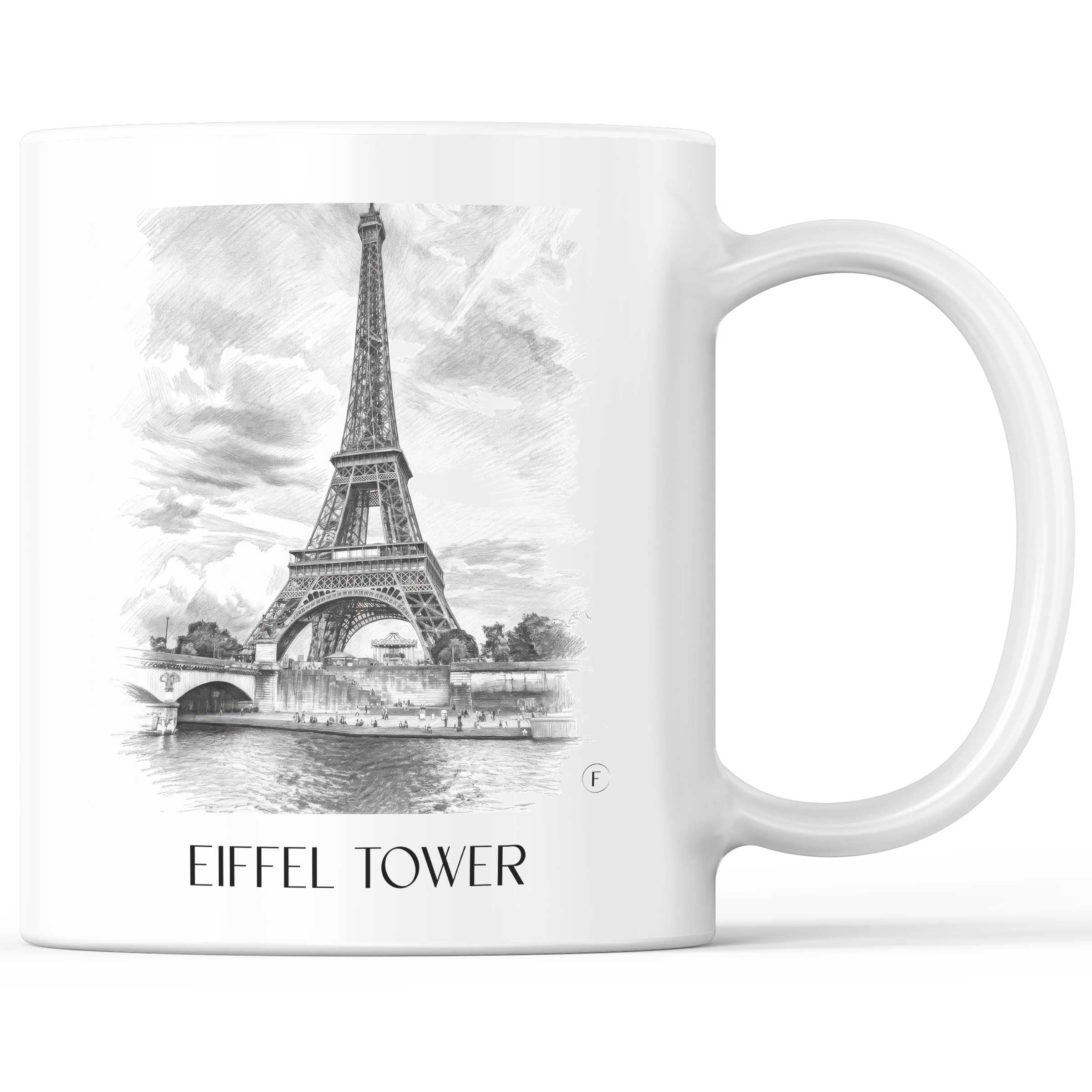 Eiffelturm Kaffeebecher - Paris - Frankreich Becher - Kaffeetasse im Zeichnung Stil