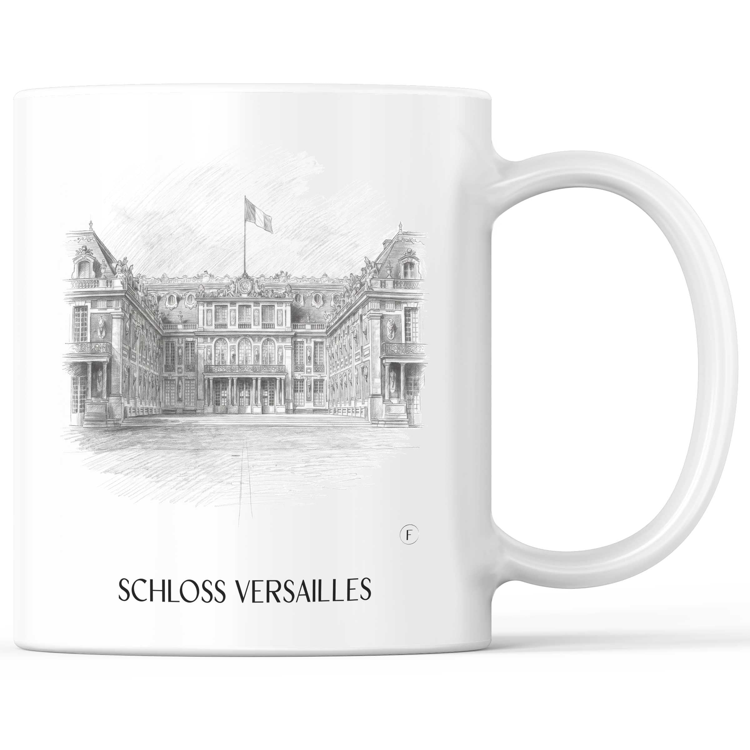 Schloss Versailles Kaffeebecher - Frankreich - Frankreich Becher - Kaffeetasse im Zeichnung Stil