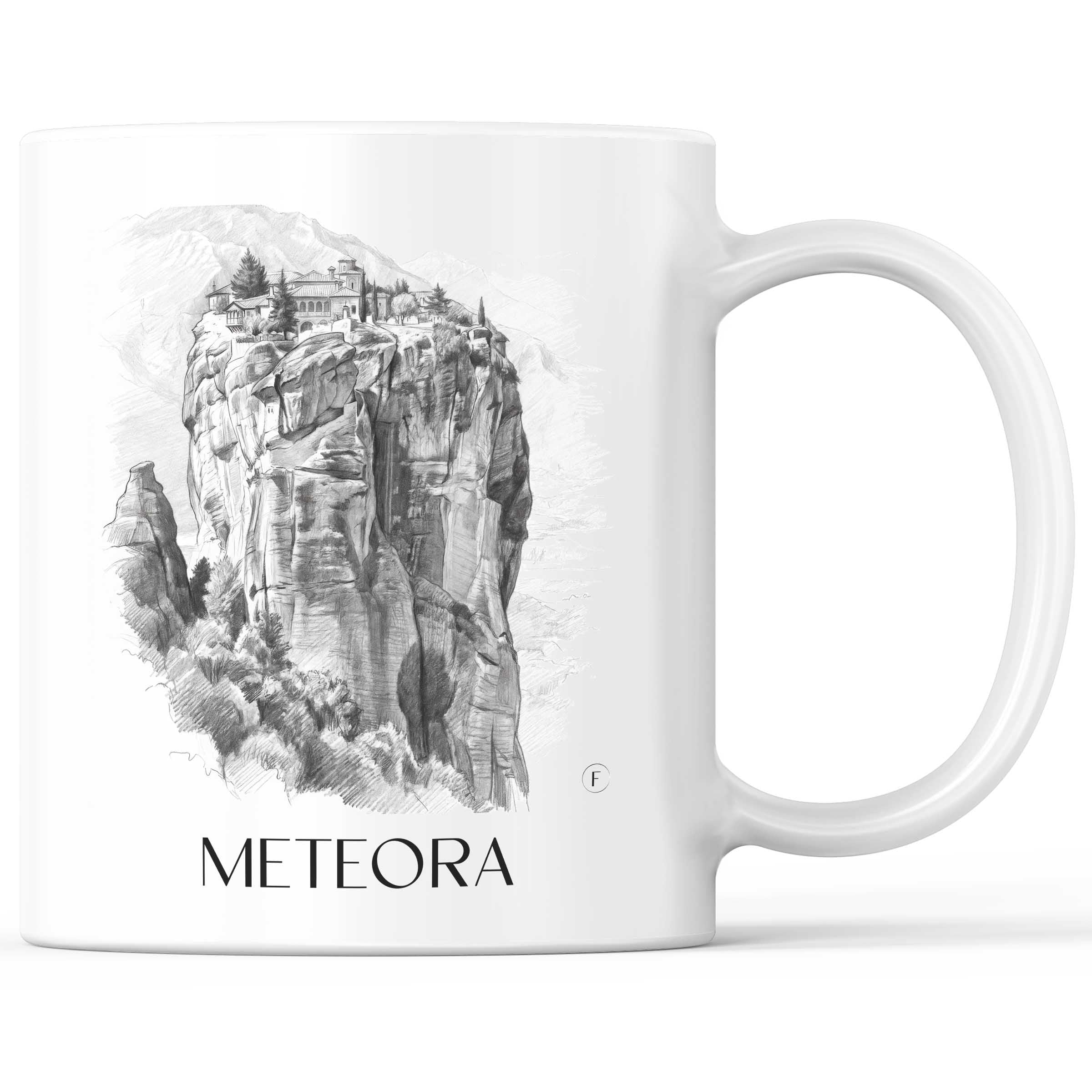 Meteora Kaffeebecher - Griechenland - Griechenland Becher - Kaffeetasse im Zeichnung Stil