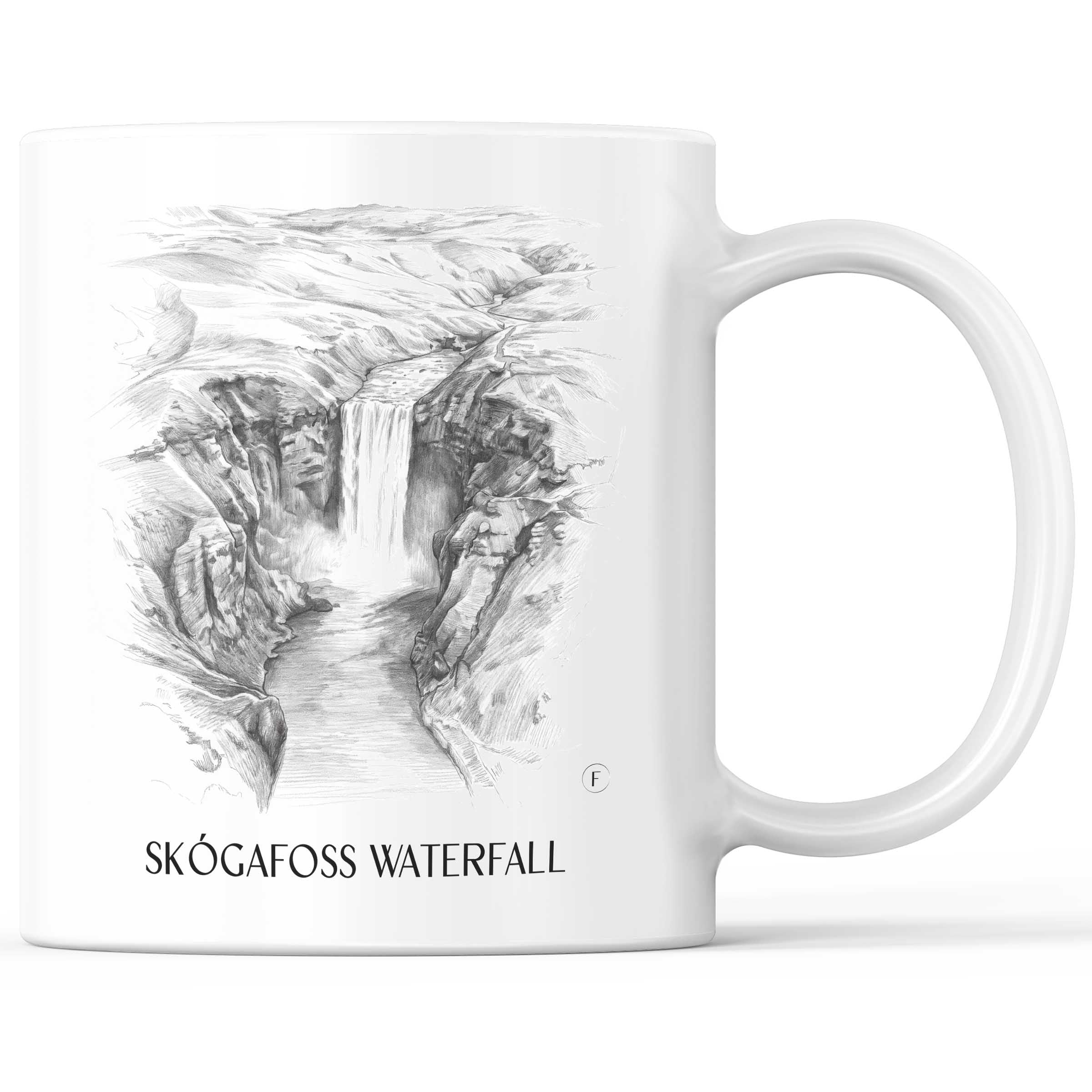 Skógafoss Wasserfall Kaffeebecher - Island - Island Becher - Kaffeetasse im Zeichnung Stil