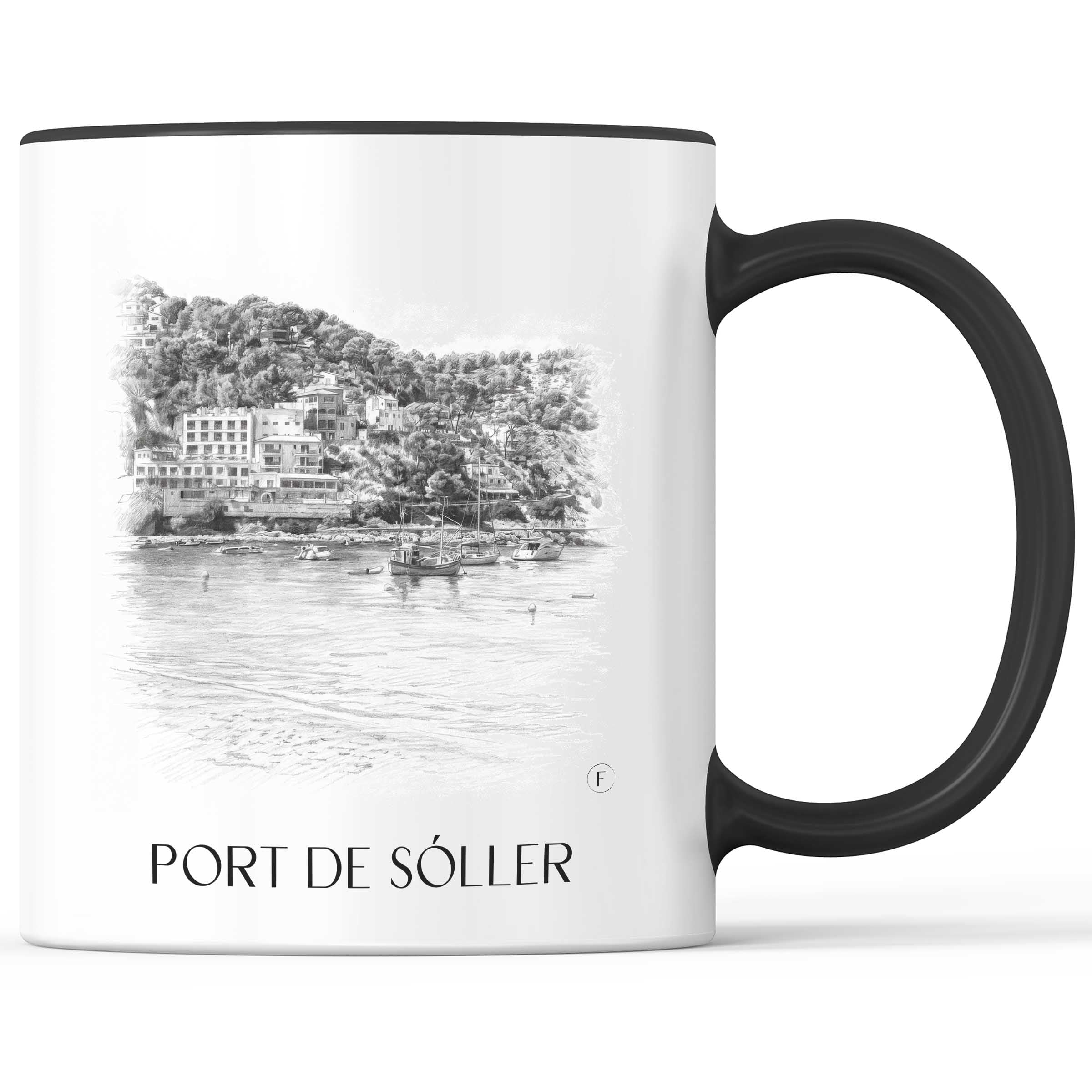 port-de-sóller-mallorca-spanien-kaffeebecher-bleistift-zeichnung-drawing