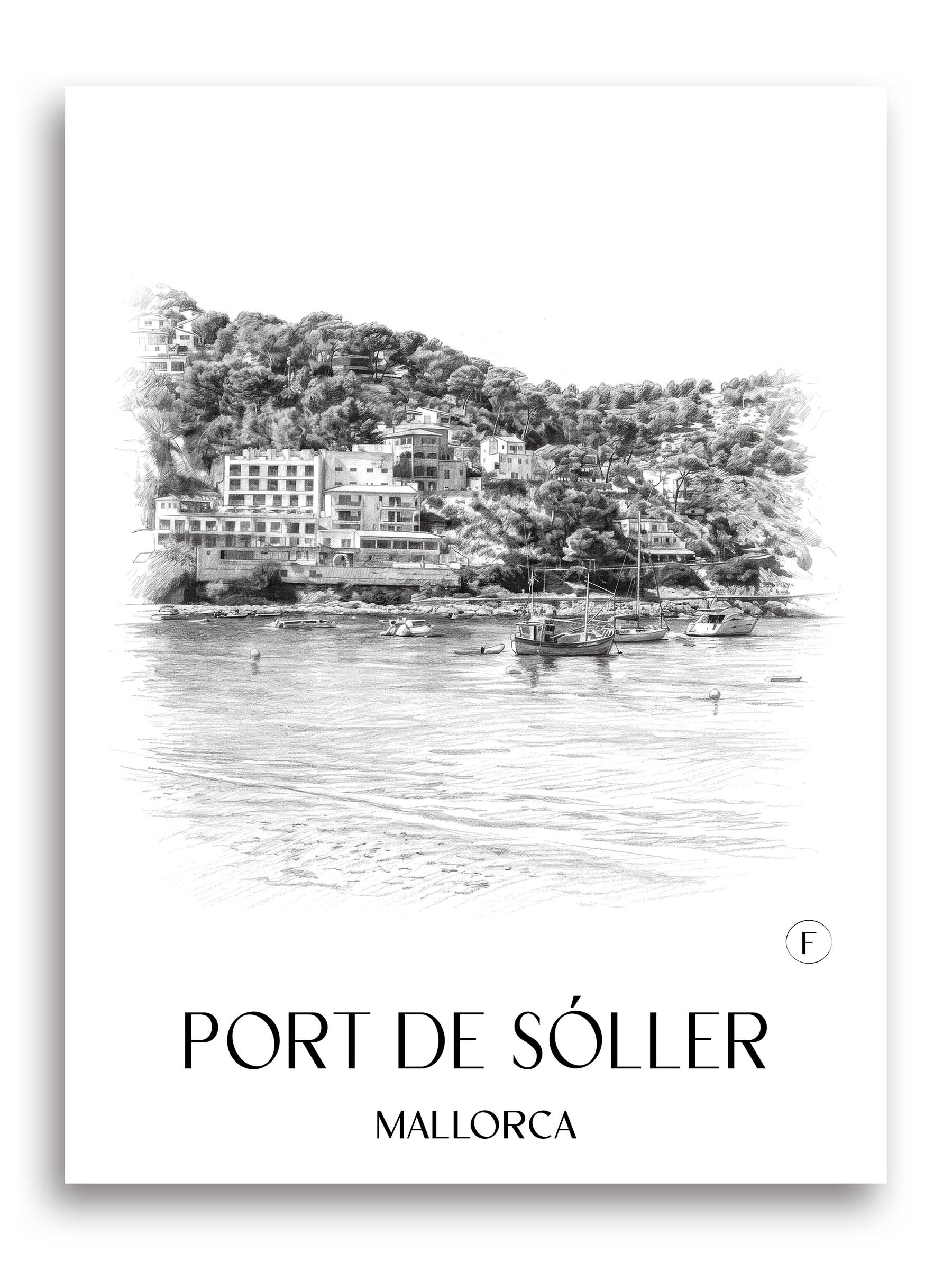 port-de-sóller-mallorca-spanien-poster-bleistift-zeichnung-drawing