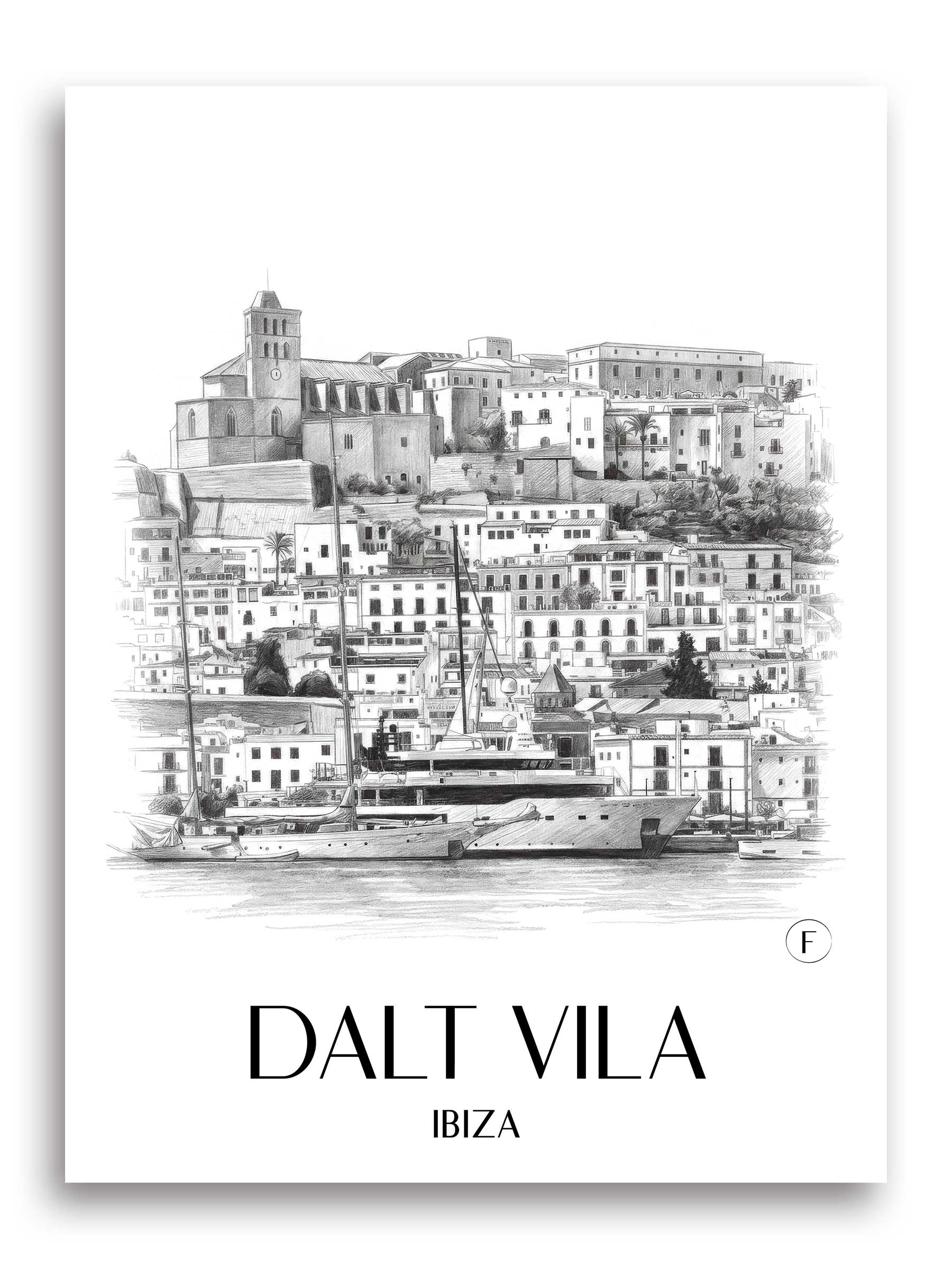 Dalt Vila Poster - Ibiza - Spanien Kunstdruck - Zeichnung von A4 bis A1