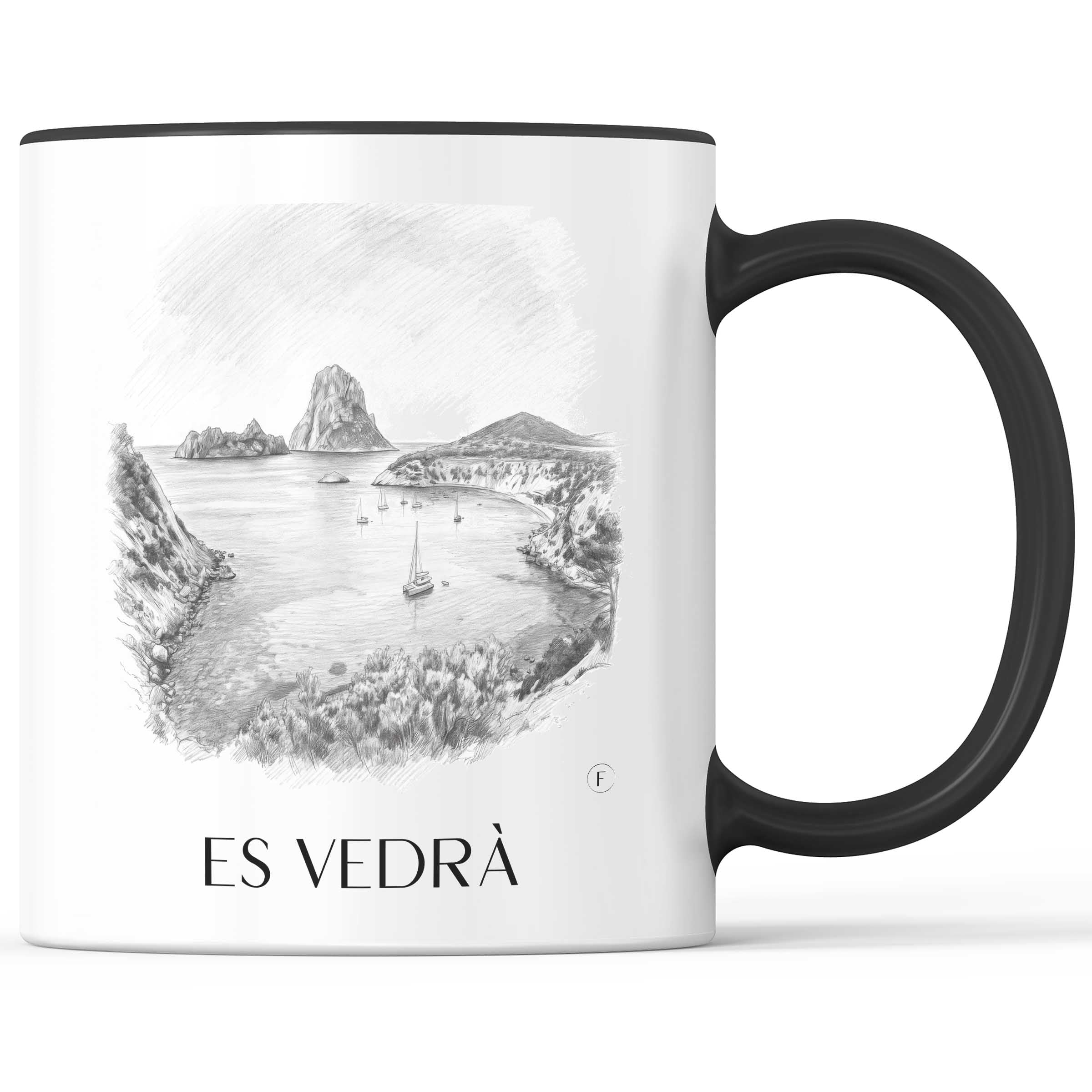 Es Vedrà Kaffeebecher - Ibiza - Spanien Becher - Kaffeetasse im Zeichnung Stil