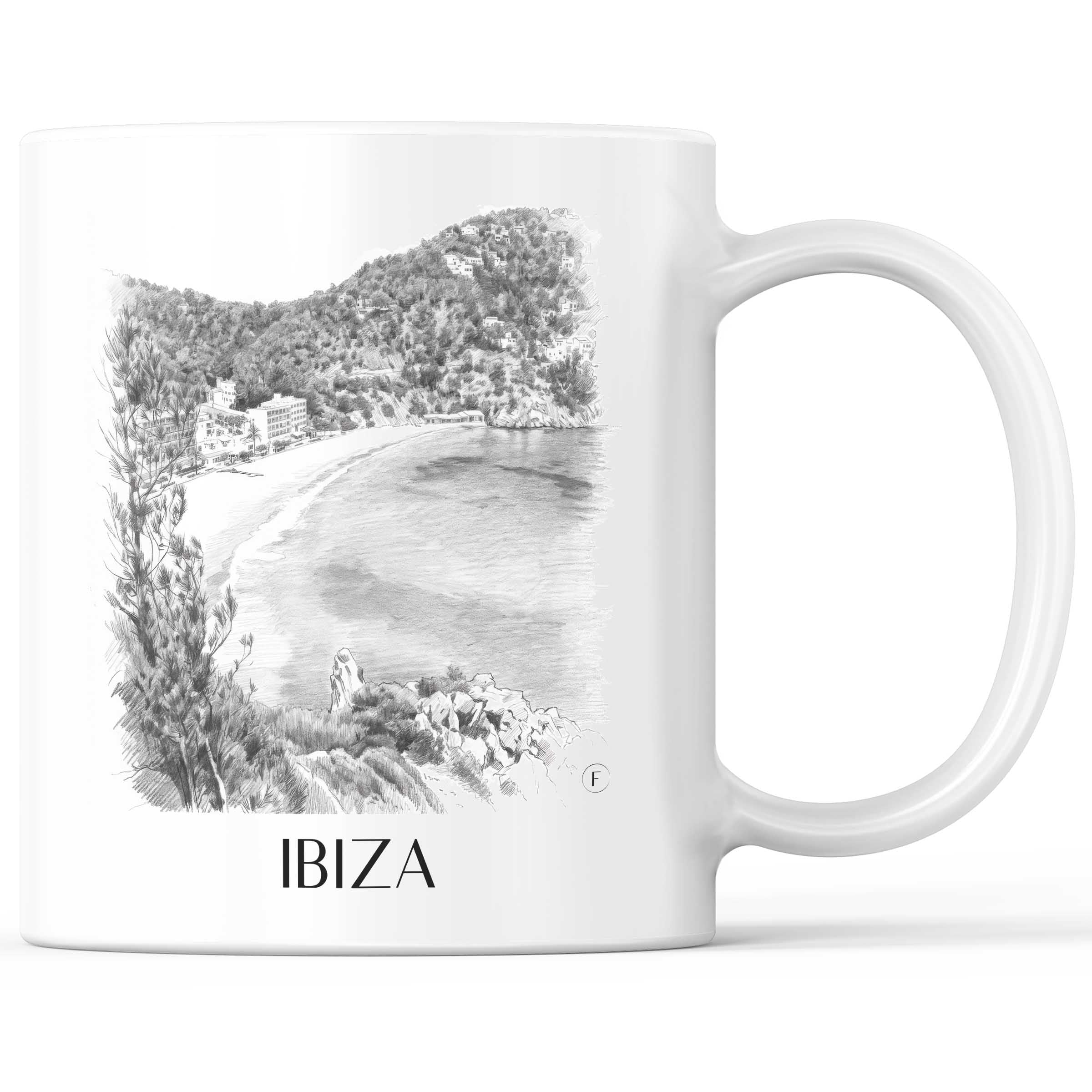 Ibiza Kaffeebecher - Spanien - Spanien Becher - Kaffeetasse im Zeichnung Stil
