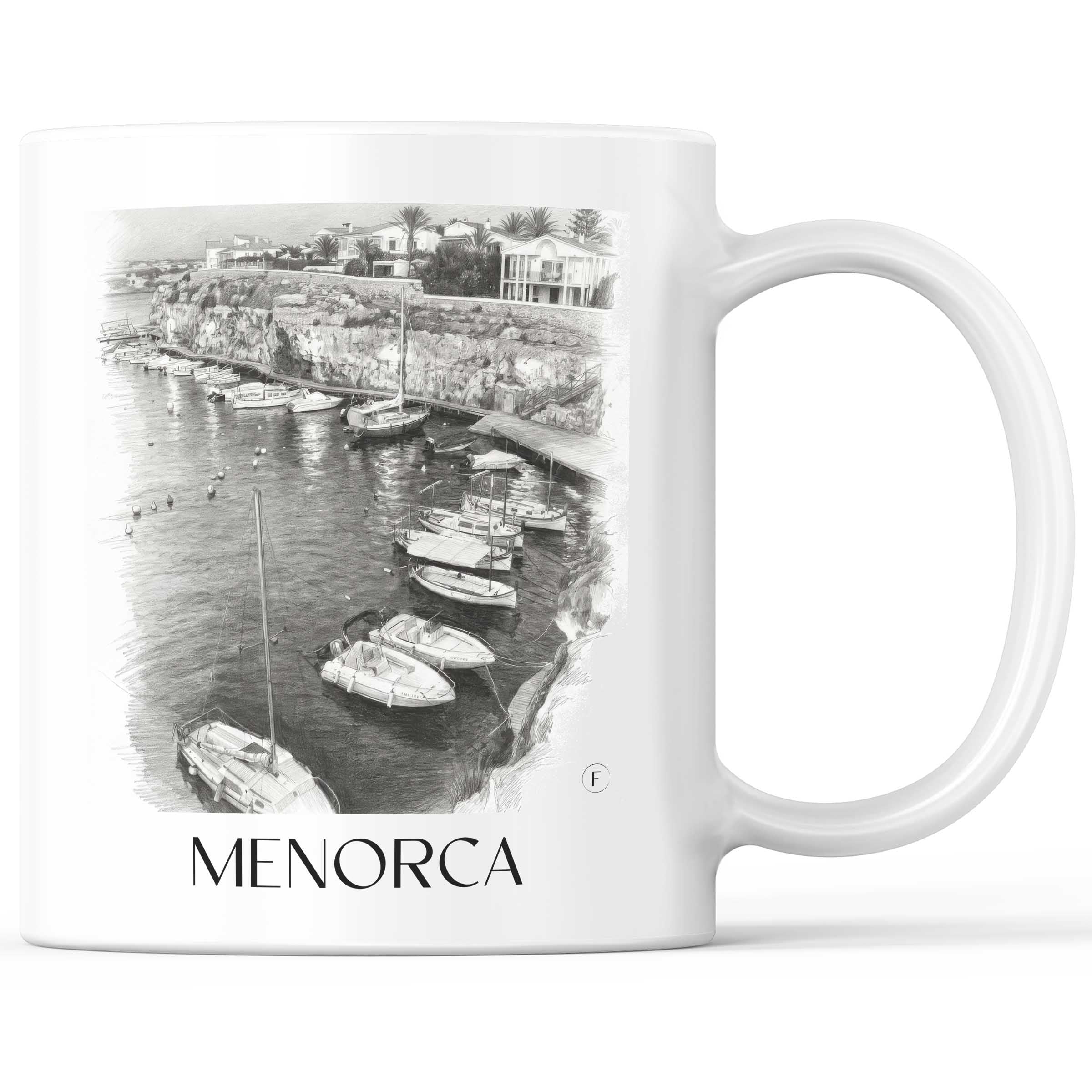 Menorca Kaffeebecher - Spanien - Spanien Becher - Kaffeetasse im Zeichnung Stil