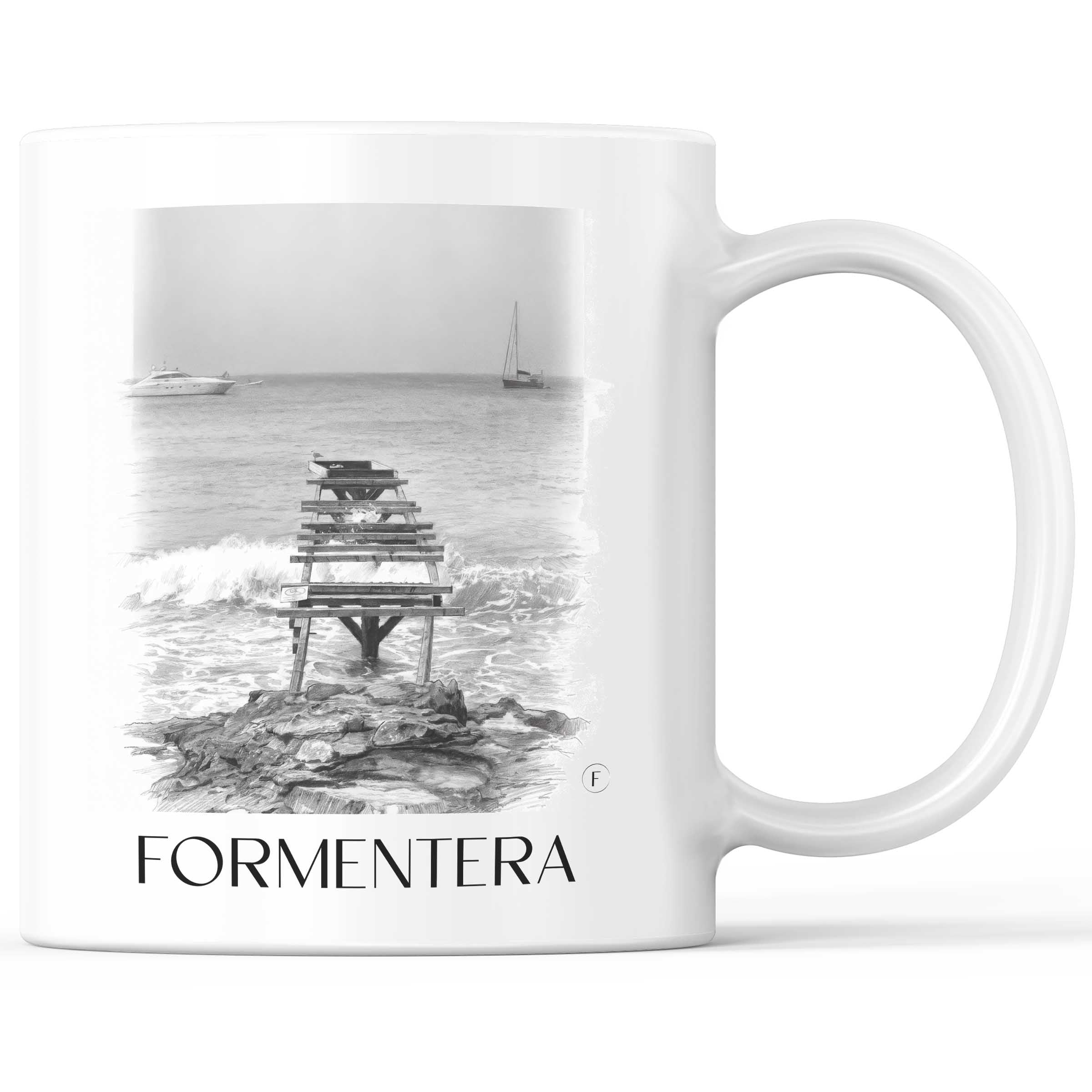 Formentera Kaffeebecher - Spanien - Spanien Becher - Kaffeetasse im Zeichnung Stil