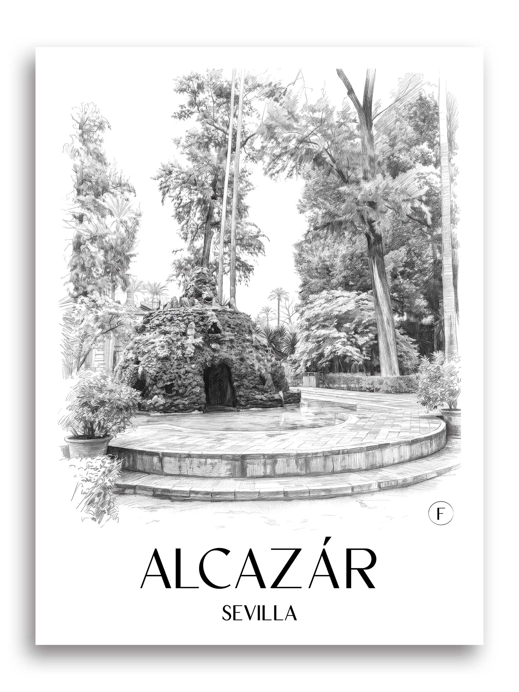 alcazár-sevilla-spanien-poster-bleistift-zeichnung-drawing