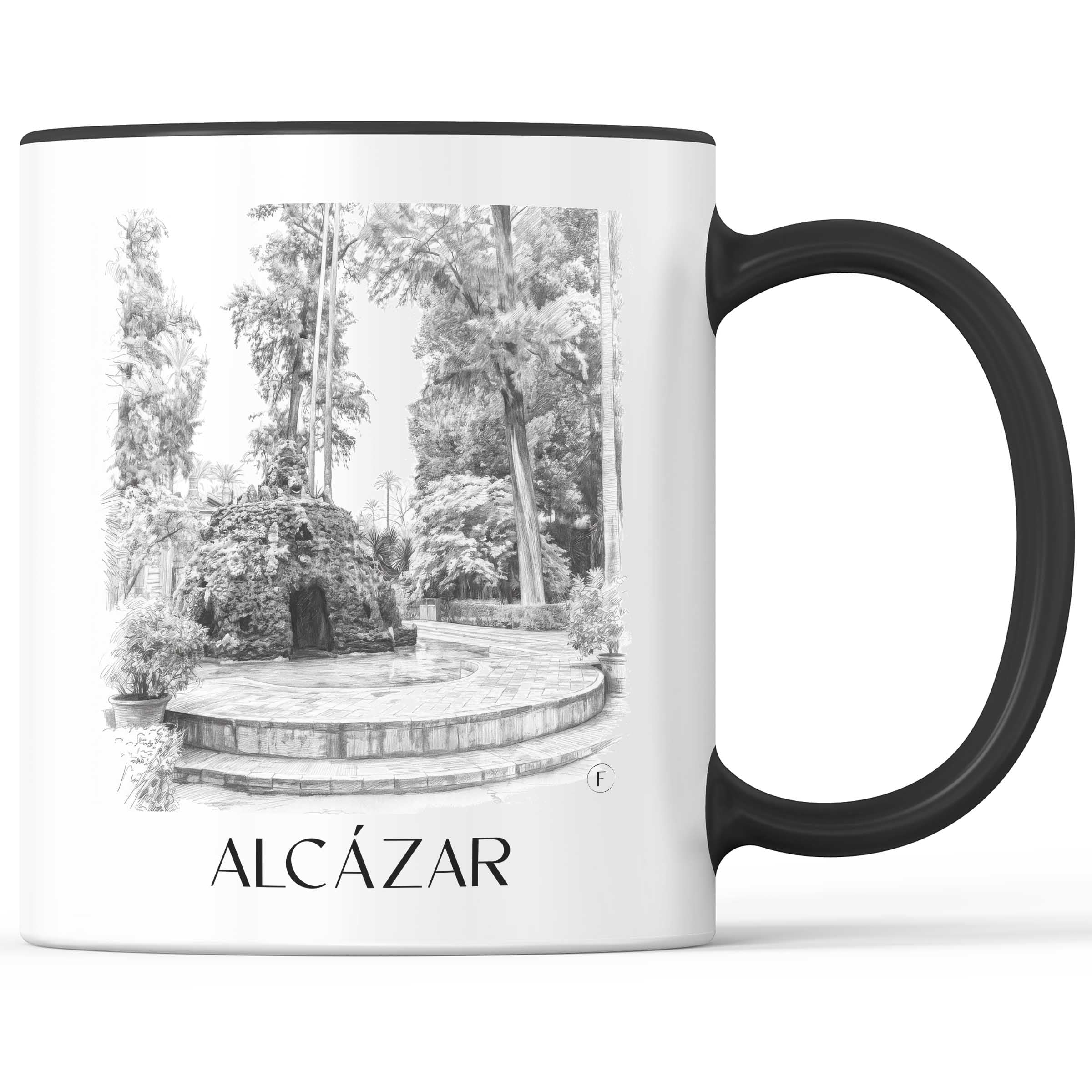 Alcazár Kaffeebecher - Sevilla - Spanien Becher - Kaffeetasse im Zeichnung Stil