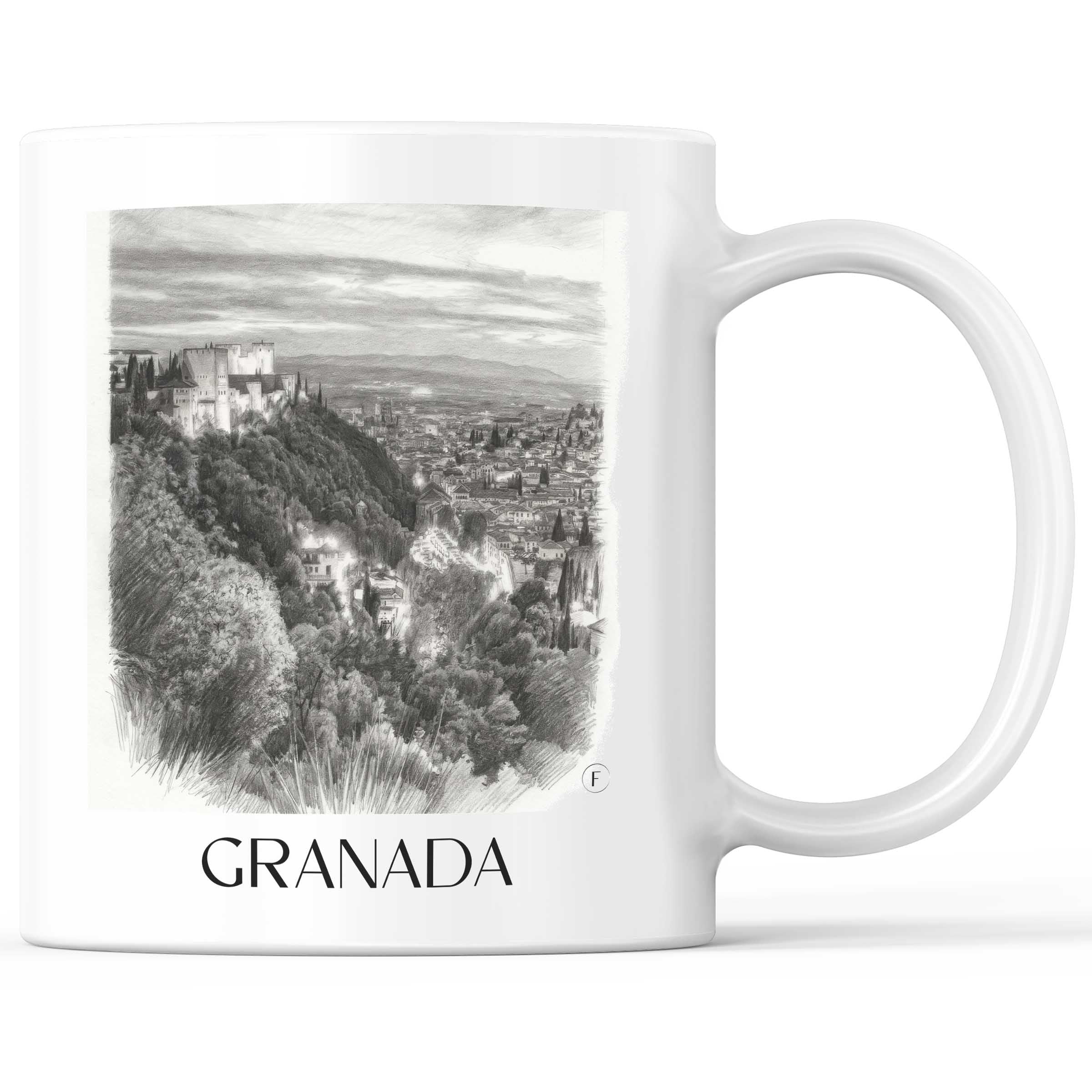Granada Kaffeebecher - Spanien - Spanien Becher - Kaffeetasse im Zeichnung Stil