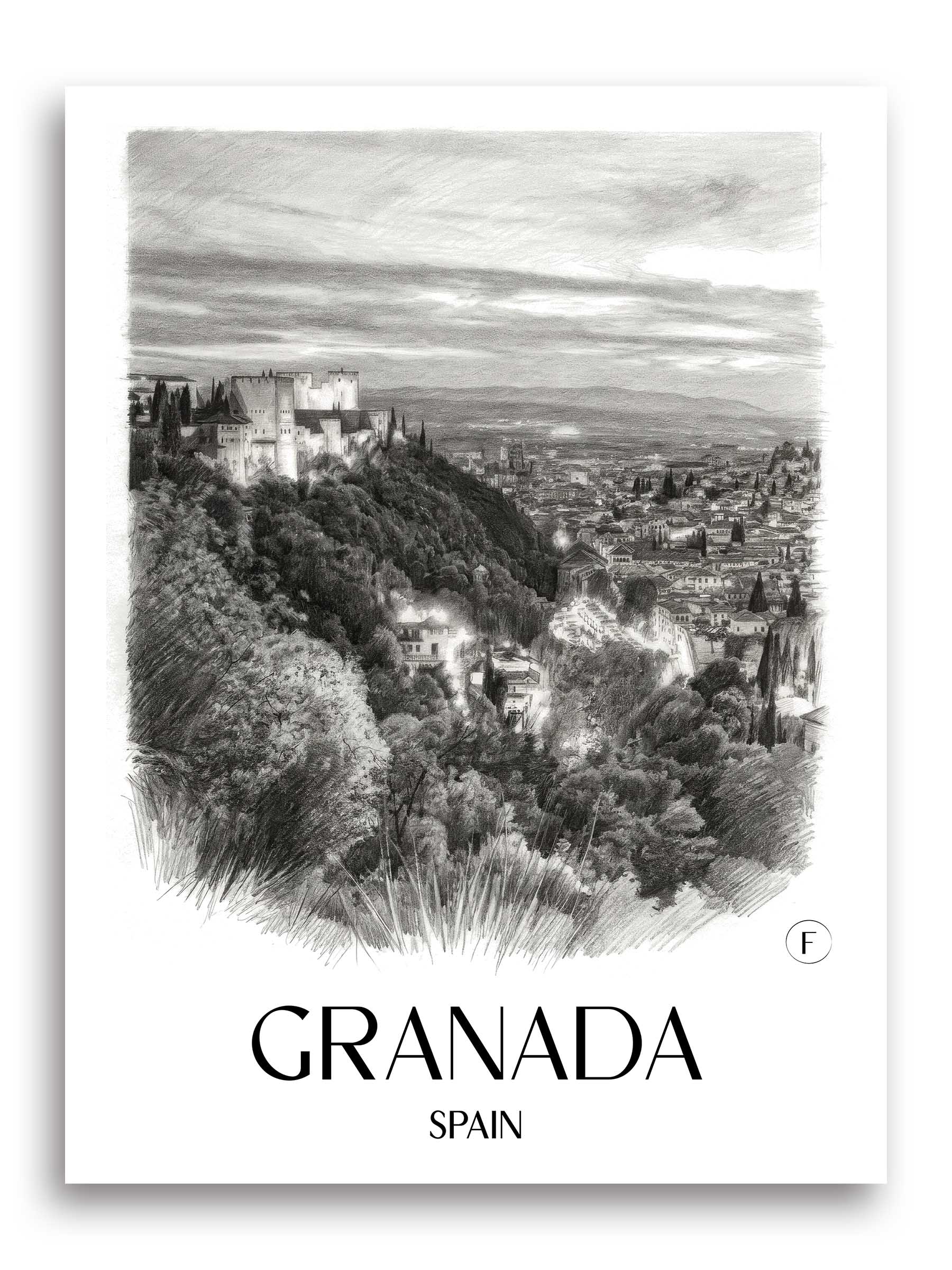 Granada Poster - Spanien - Spanien Kunstdruck - Zeichnung von A4 bis A1