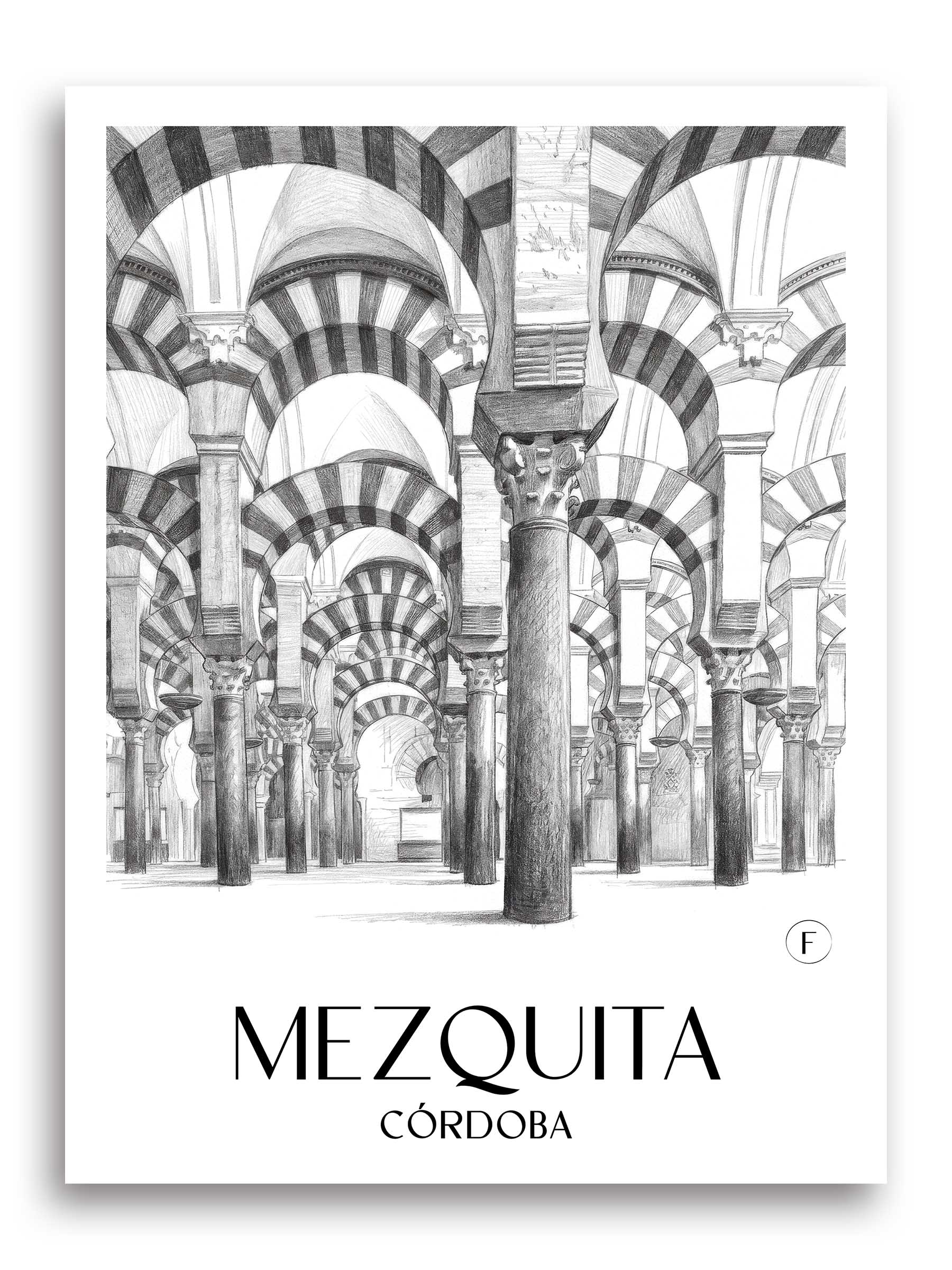 Mezquita Poster - Córdoba - Spanien Kunstdruck - Zeichnung von A4 bis A1