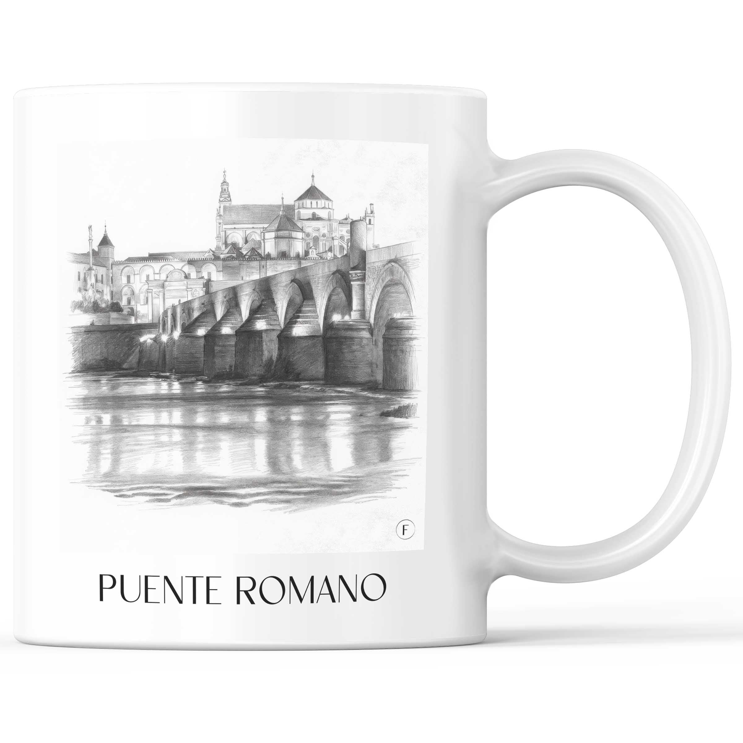 Puente Romano Kaffeebecher - Córdoba - Spanien Becher - Kaffeetasse im Zeichnung Stil