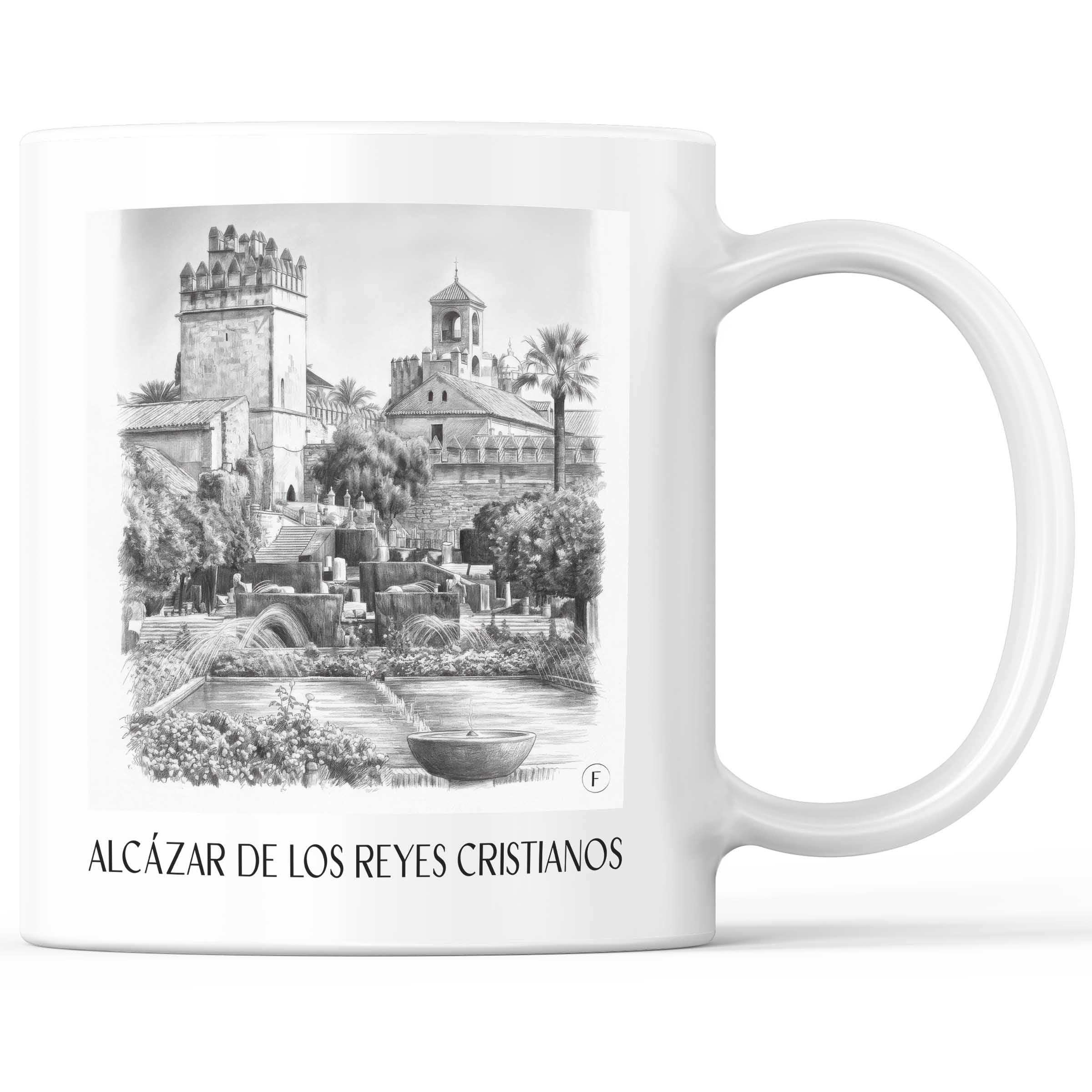 Alcázar de los Reyes Cristianos Kaffeebecher - Córdoba - Spanien Becher - Kaffeetasse im Zeichnung Stil