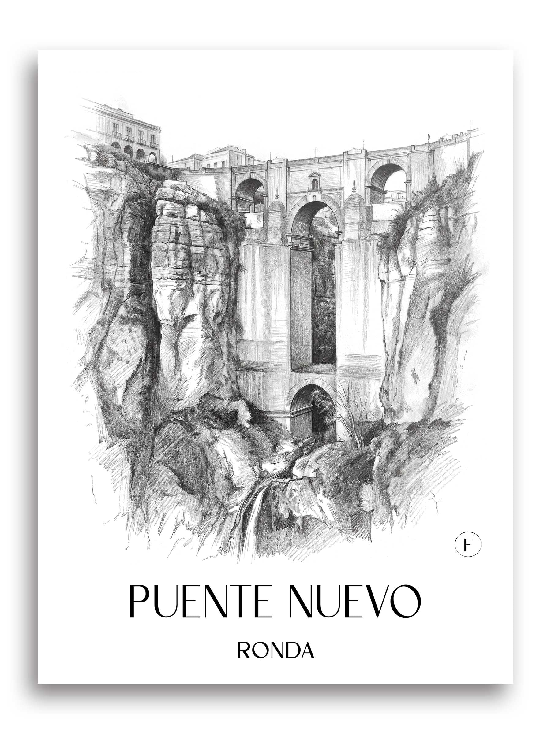 puente-nuevo-ronda-spanien-poster-bleistift-zeichnung-drawing
