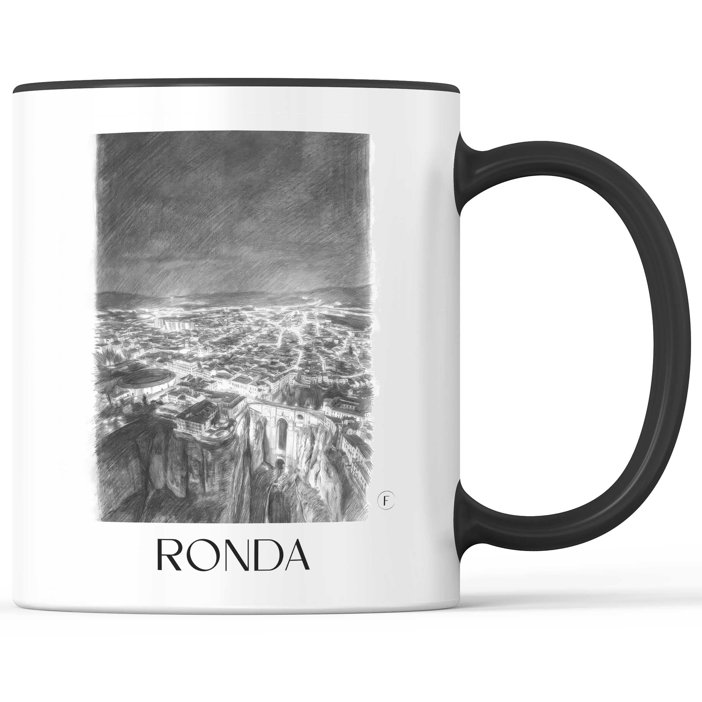 Ronda Kaffeebecher - Spanien - Spanien Becher - Kaffeetasse im Zeichnung Stil