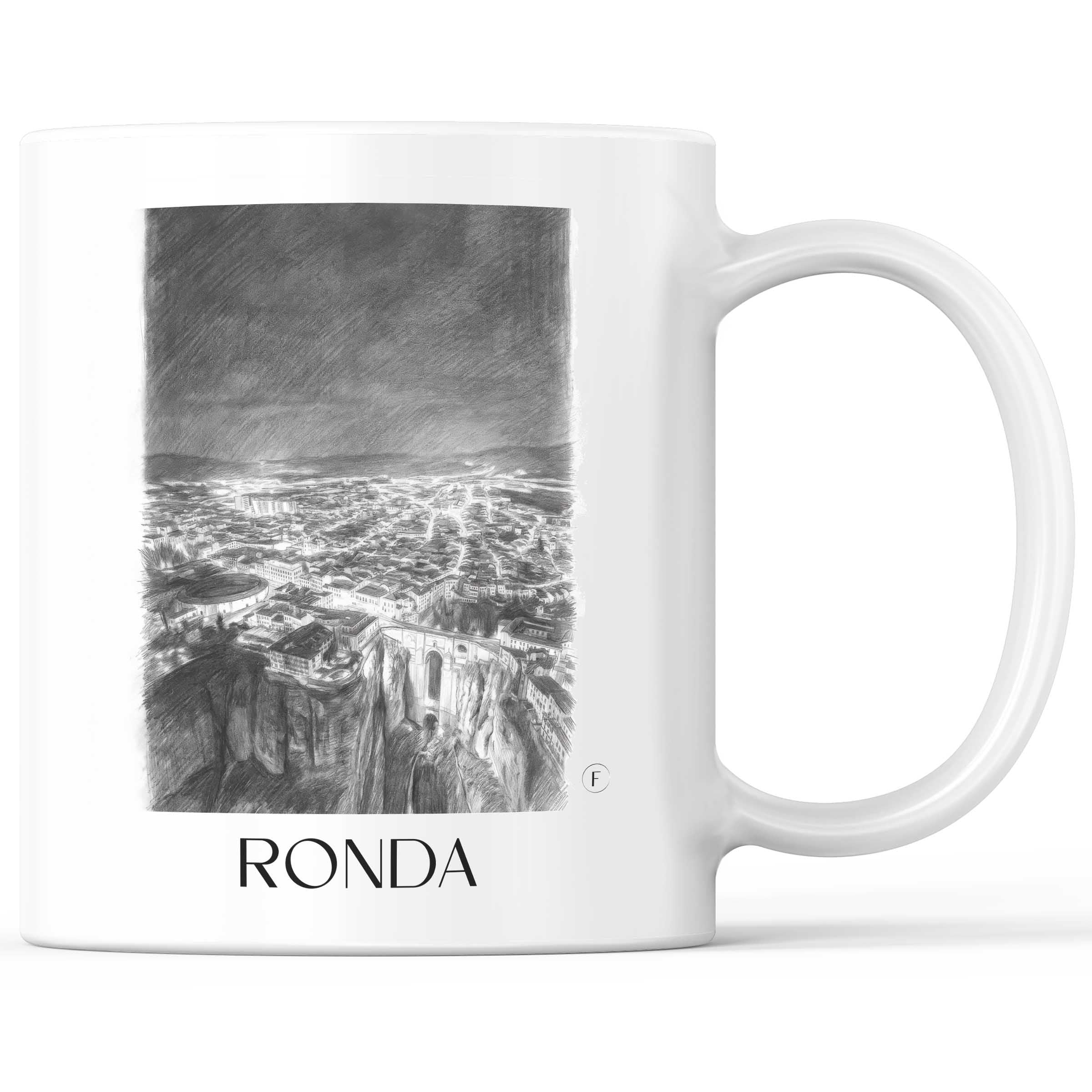 Ronda Kaffeebecher - Spanien - Spanien Becher - Kaffeetasse im Zeichnung Stil
