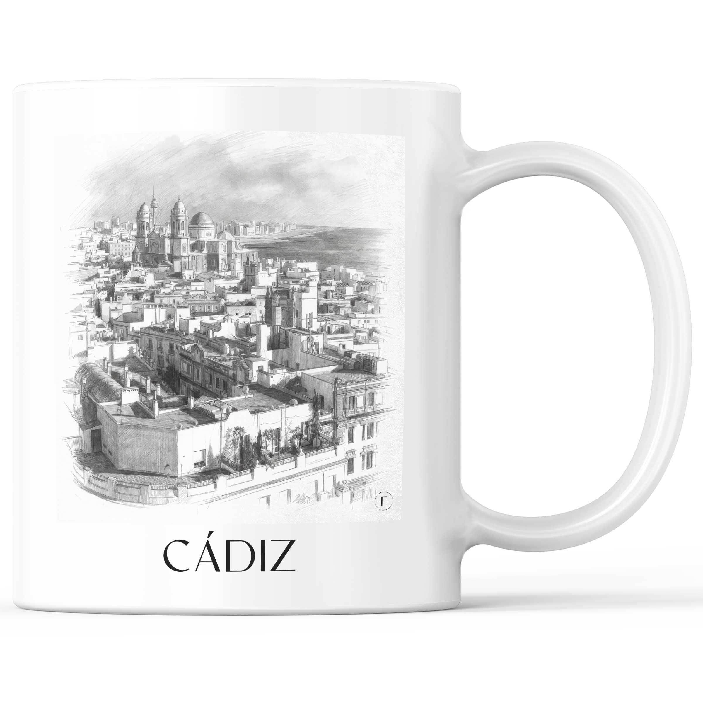 Cádiz Kaffeebecher - Spanien - Spanien Becher - Kaffeetasse im Zeichnung Stil