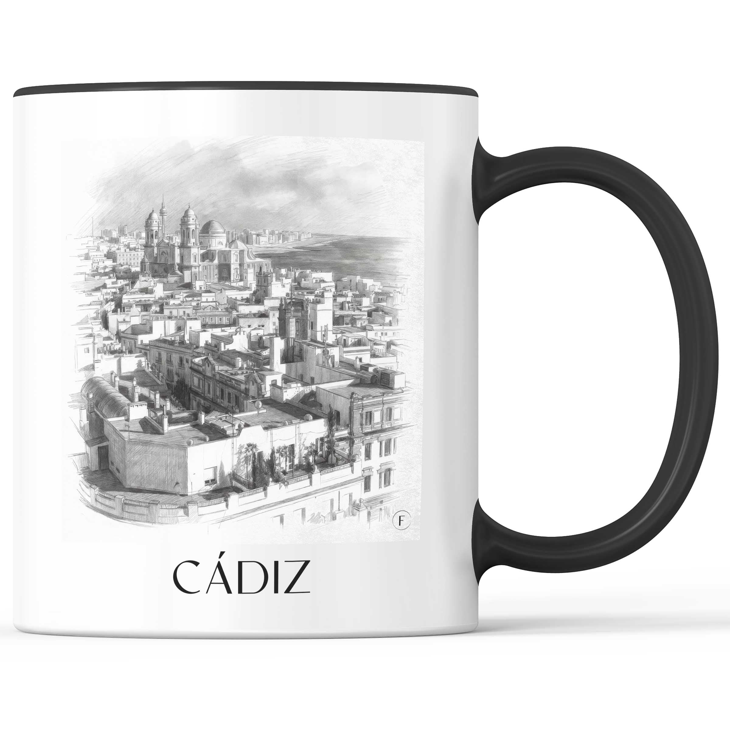 Cádiz Kaffeebecher - Spanien - Spanien Becher - Kaffeetasse im Zeichnung Stil
